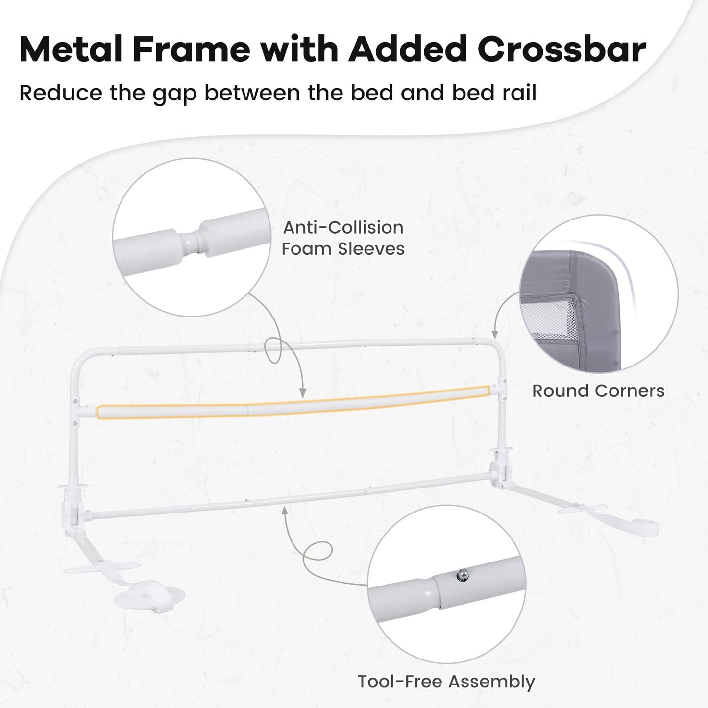 120cm Foldable Safety Beds Guard with Strap