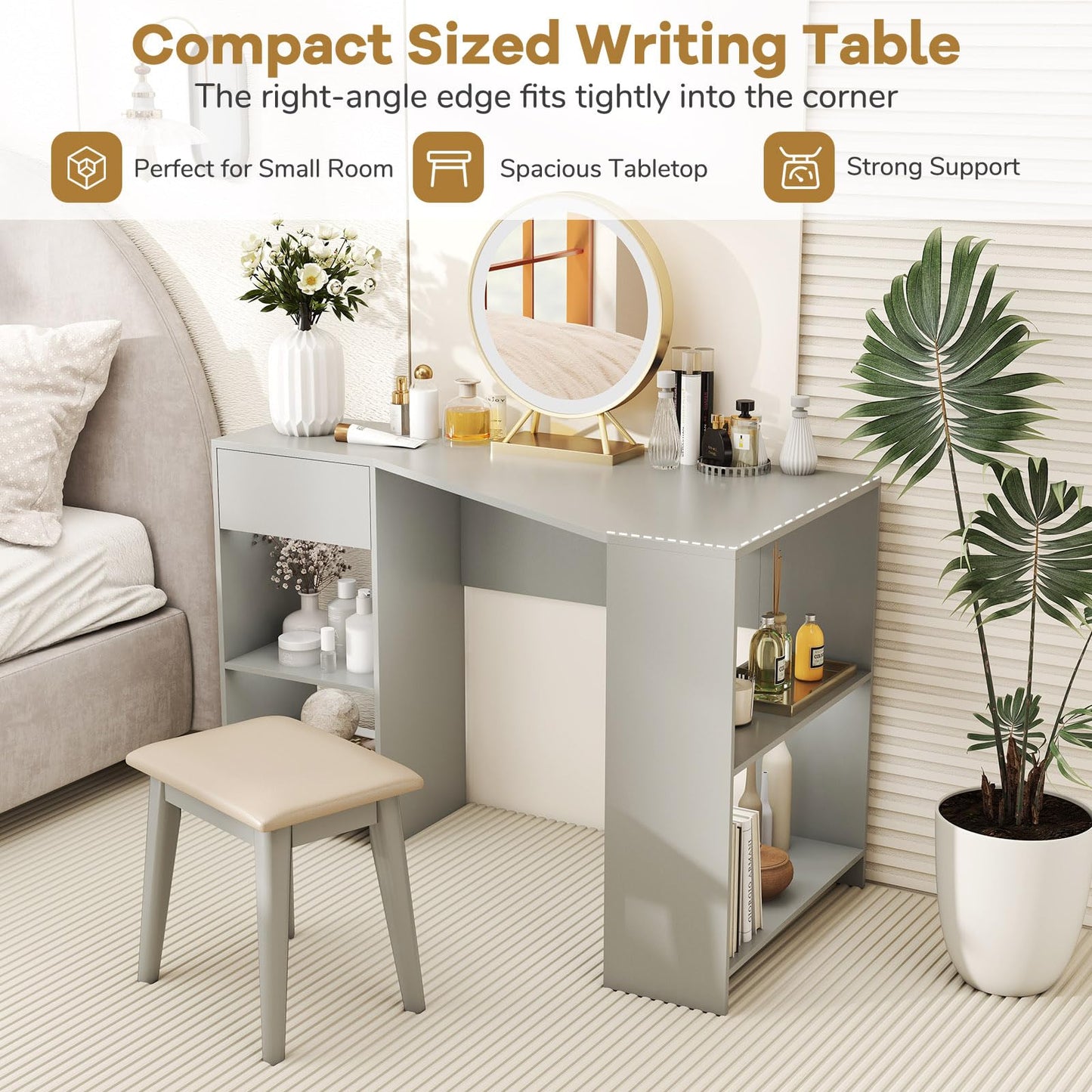 L-Shaped Computer Desk with Storage and Open Shelves for Living Room Bedroom