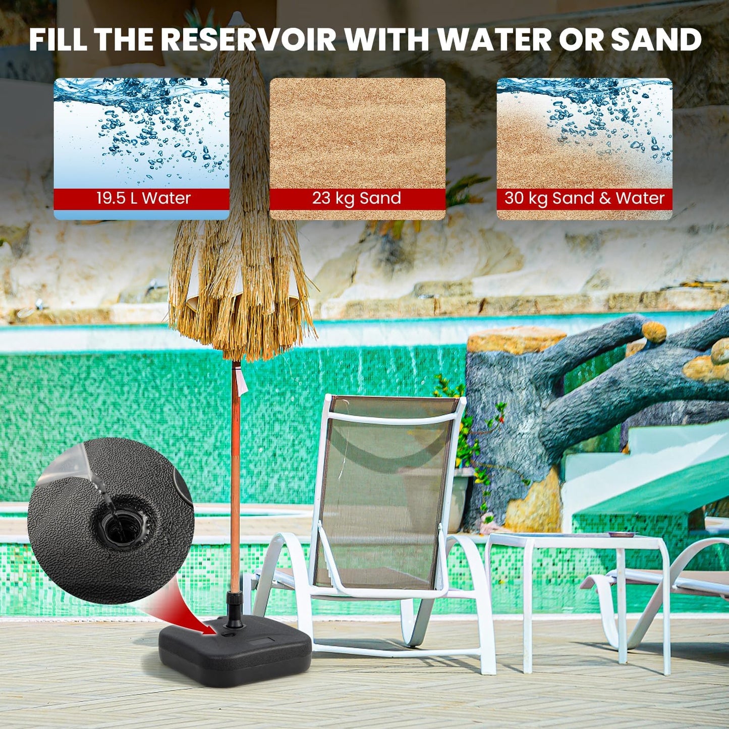 45 x 45 x 27cm Patio Parasol Umbrella Stand