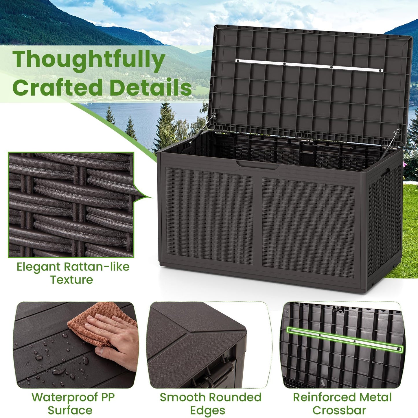 380L Resin Deck Box with Lockable Lid and Wheels