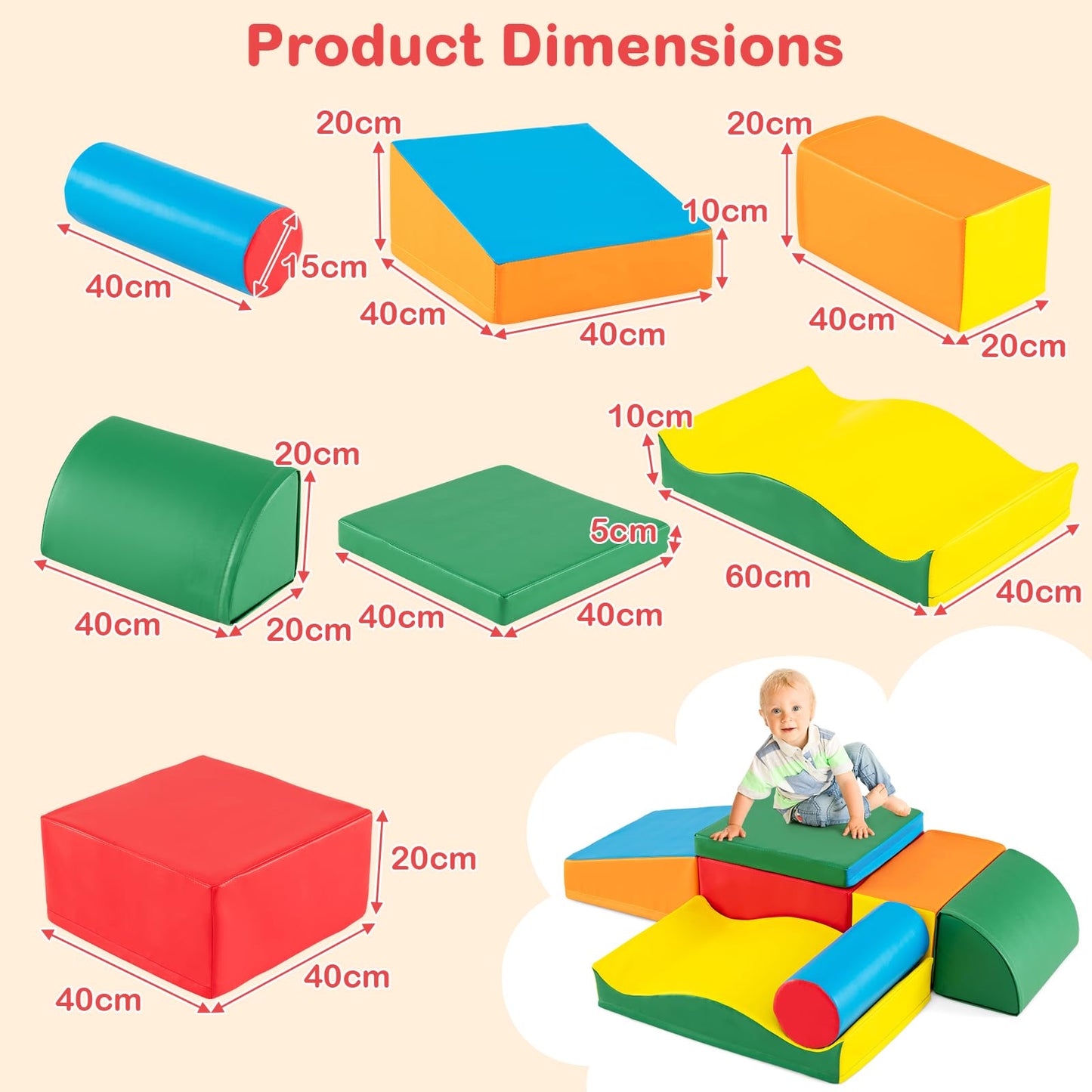 7 Pieces Toddler Climb and Crawl Foam Play Set