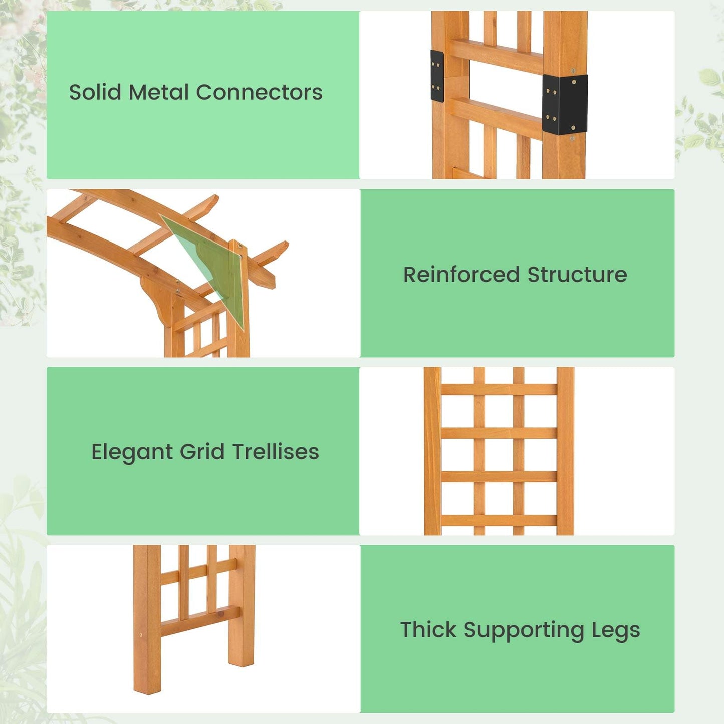 229cm Wooden Trellis Pergola Arbour for Party Wedding Backyard Patio