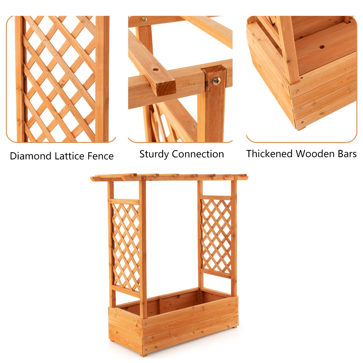 GiantexUK Raised Garden Bed with Arch Trellis (110 x 44 x 113cm)