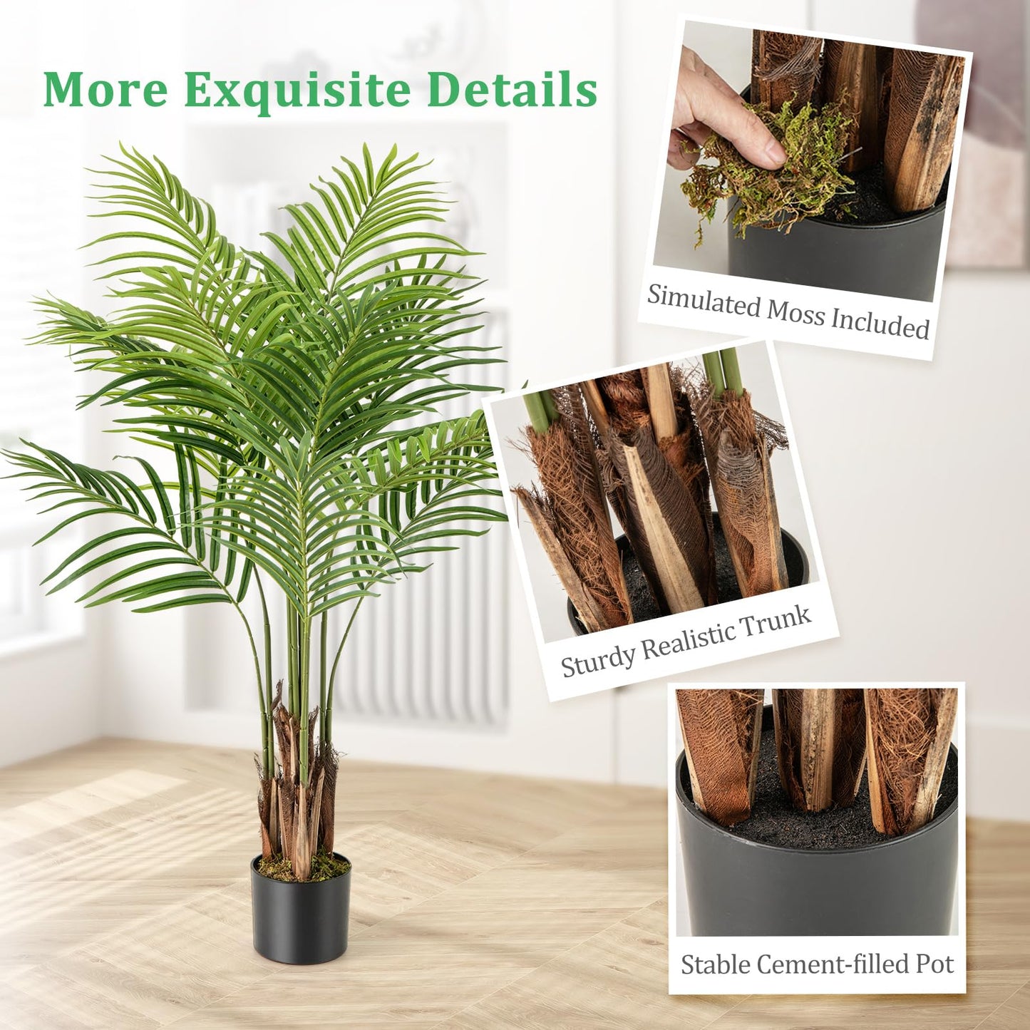 128CM Tall Artificial Palm Paradise Plant with 12 PEVA Leaves and Wide Stable Pot