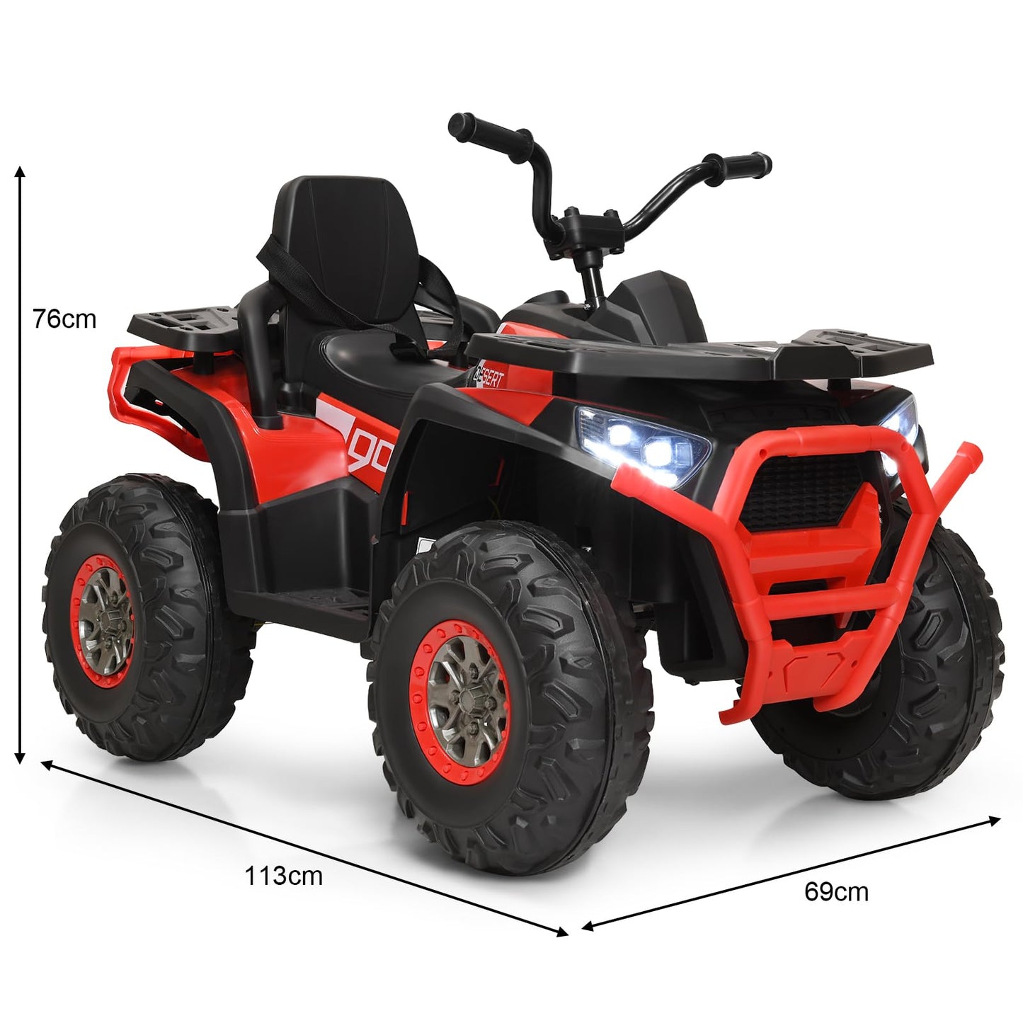 12V Kids Electric Ride on Car Toy with LED Lights, Music and 2 Speeds