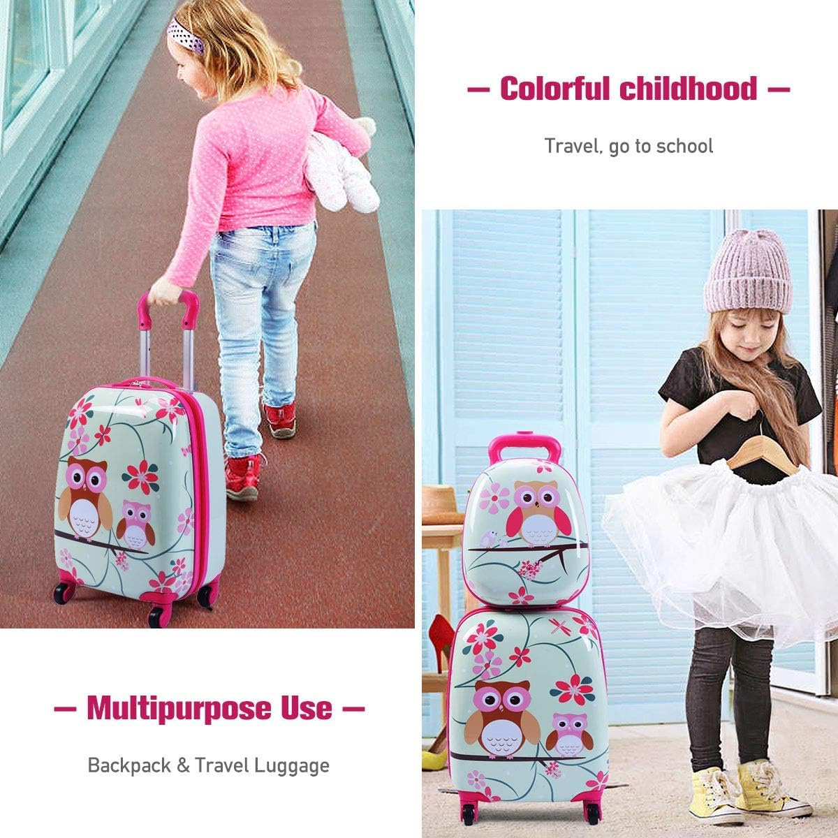 12'' Backpack 16'' Suitcase Children Boys Girls Travel School Trolley Case