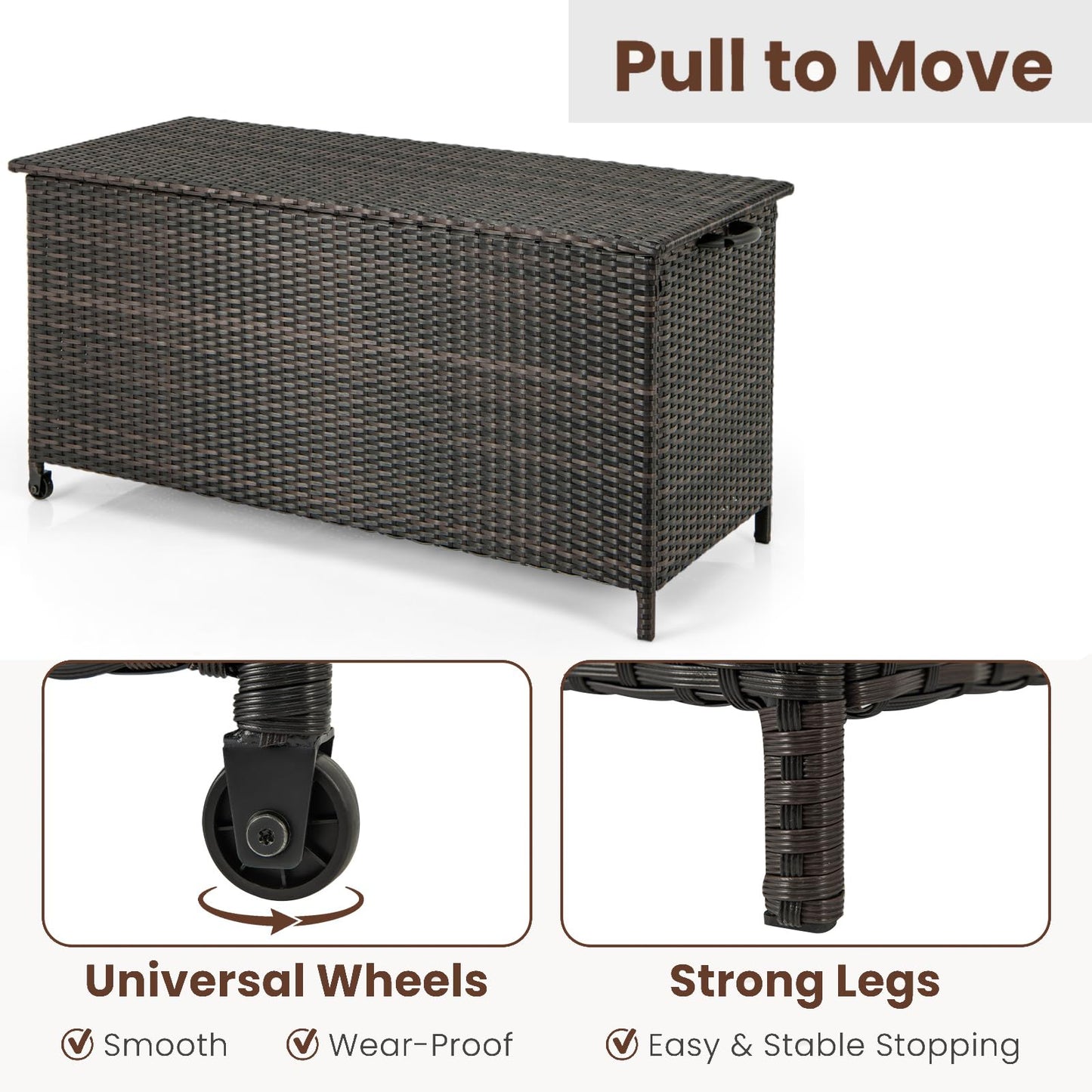 320L Waterproof Rattan Deck Box with Zippered Liner