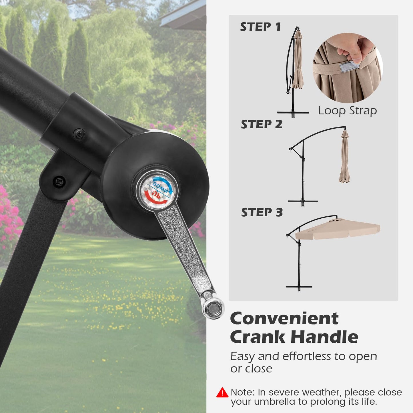2.9M Patio Cantilever Parasol with Cover and Tilt Function