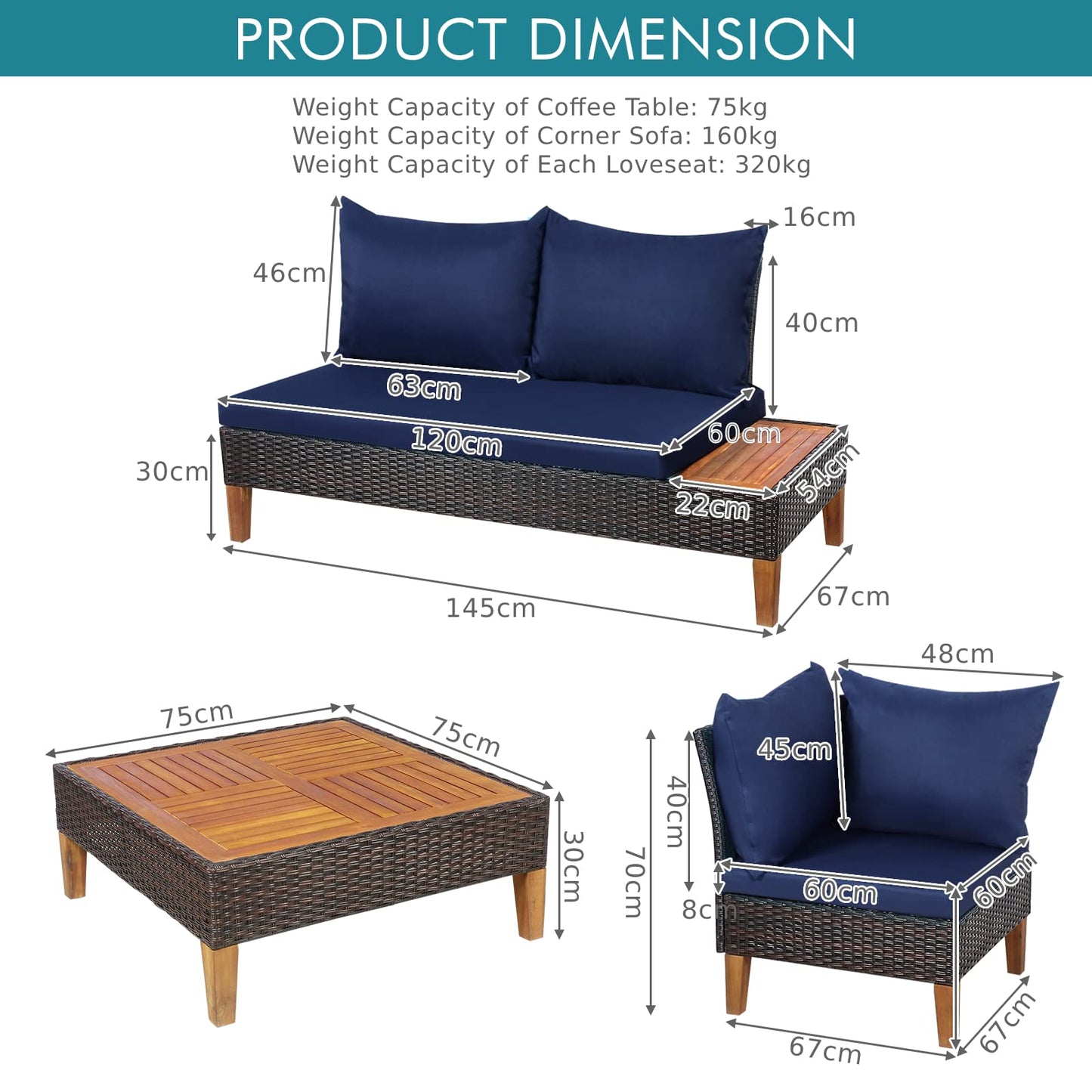 5 Seater Garden Rattan Corner Sofa Set