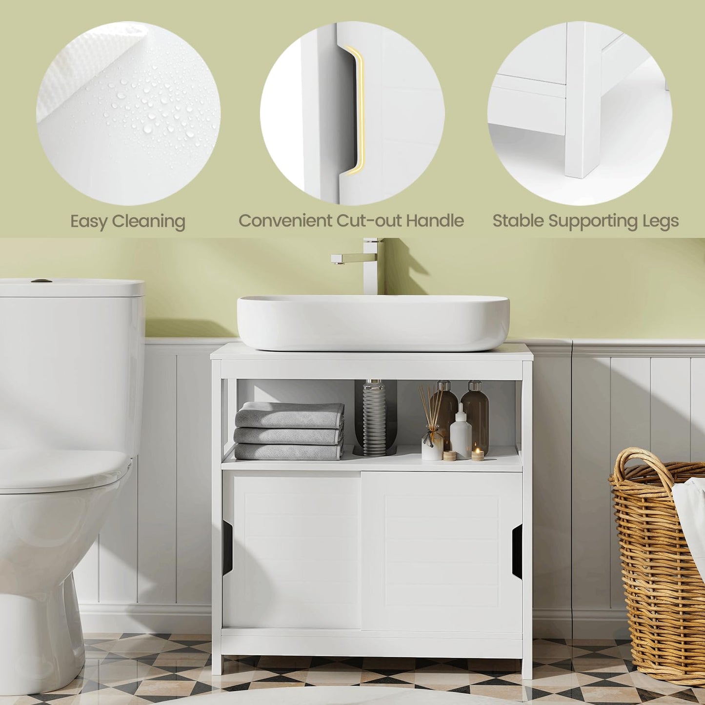Bathroom Sink Cupboard Under Sink Vanity Cabinet with Sliding Doors