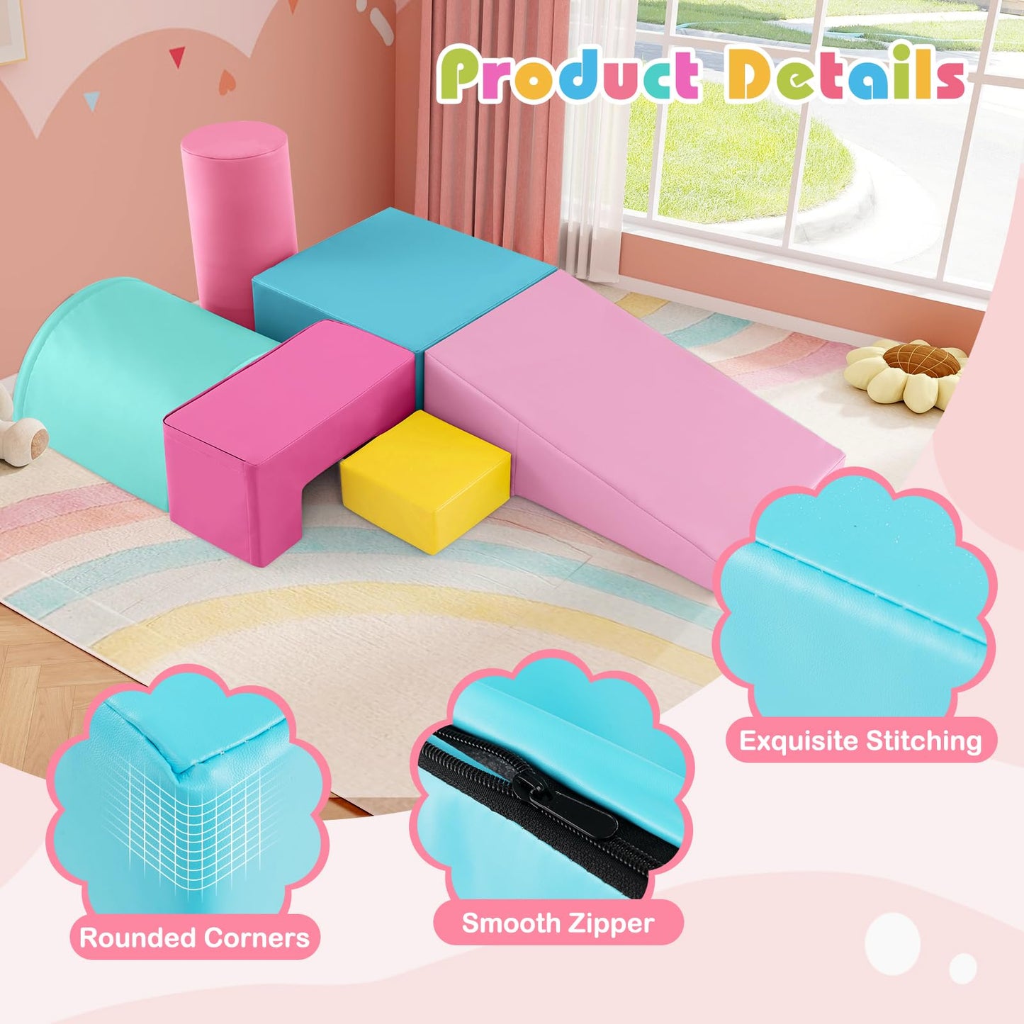6 Pieces Colorful Kids Climb and Crawl Foam Play Set