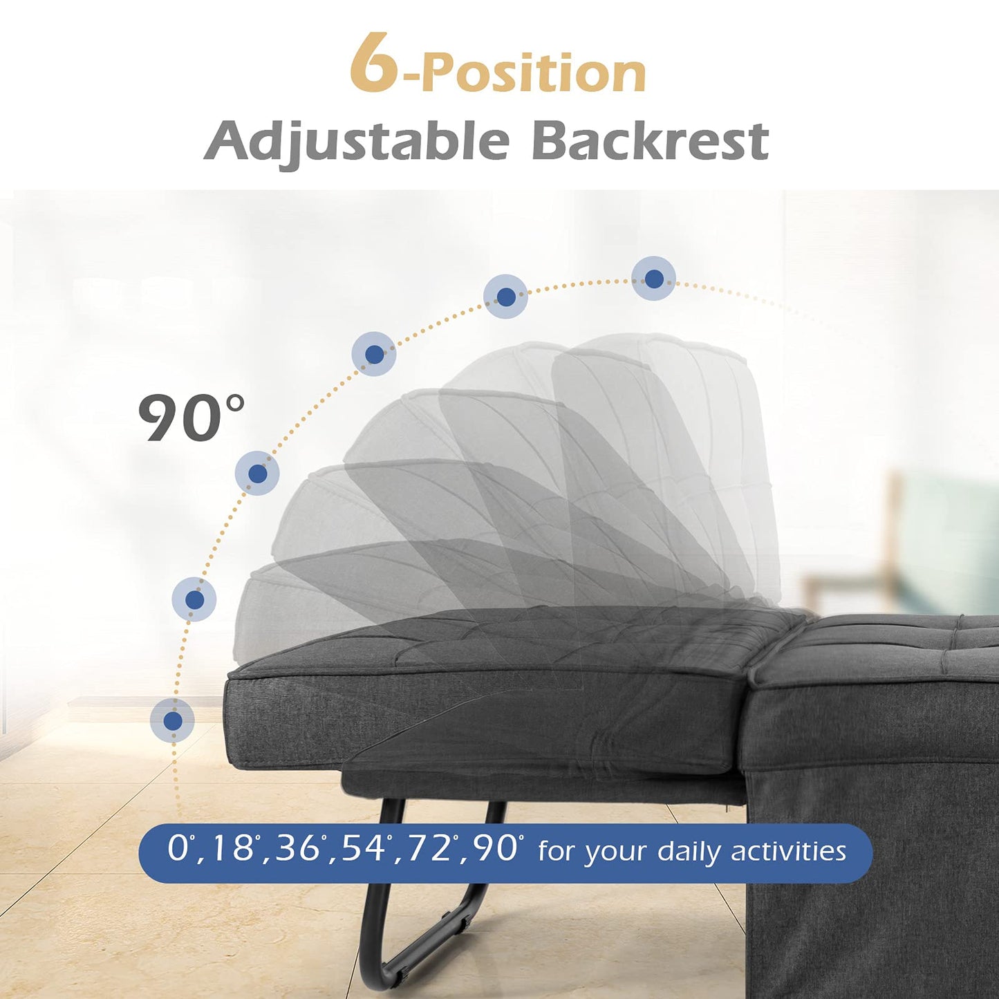 4 in 1 Convertible Sofa Bed with Adjustable Backrest