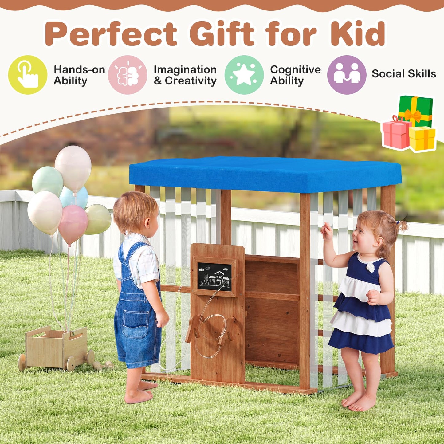 Outdoor Gas Station Playset with Canopy