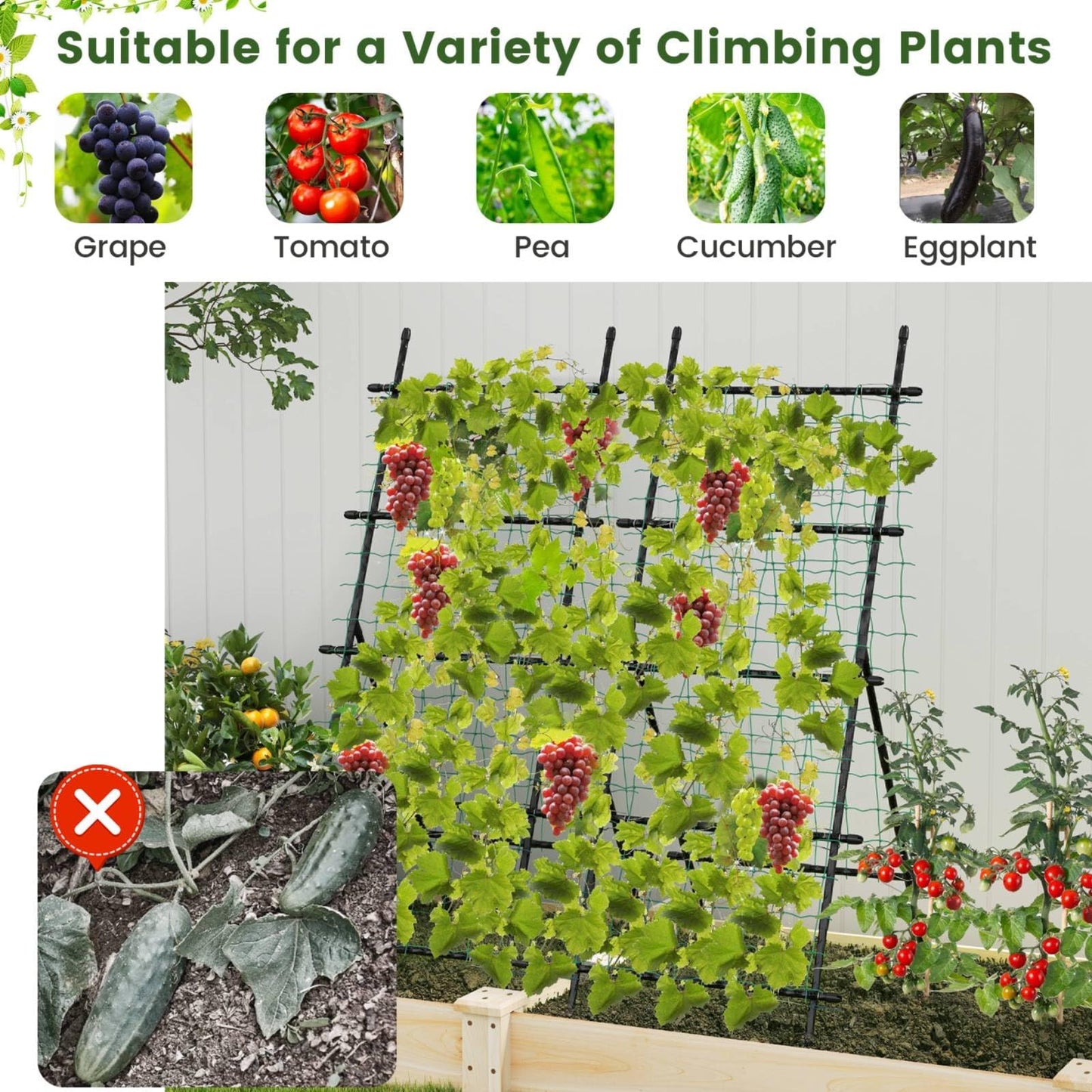 GiantexUK Garden Cucumber Trellis with Netting