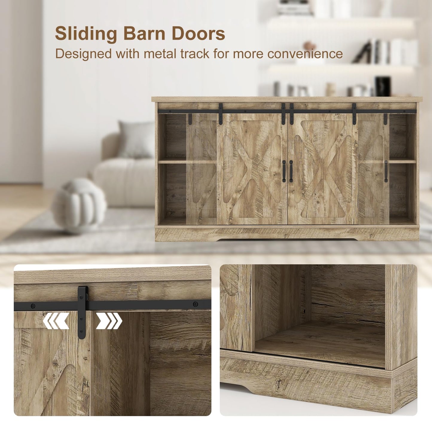 TV Stand with Adjustable Shelves for TVs up to 65 Inches