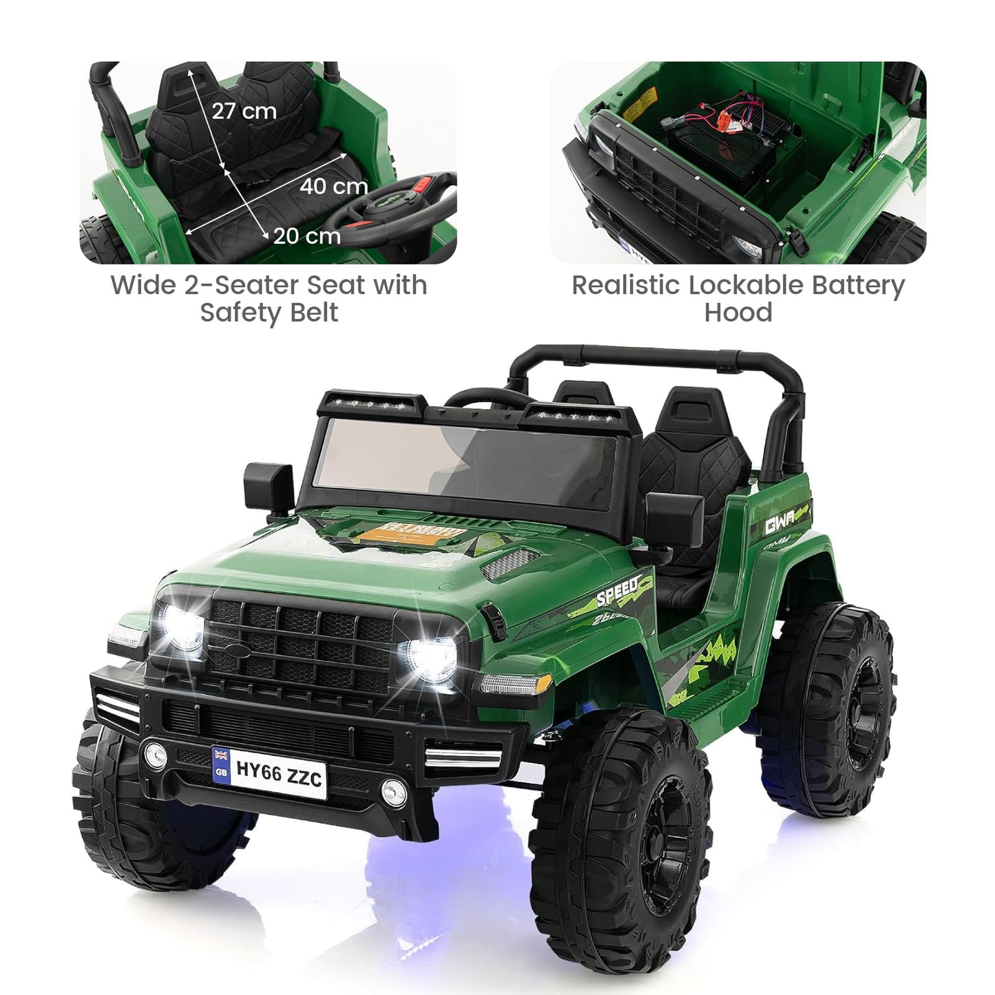 2-Seater Ride-on Car with Parent Remote Control