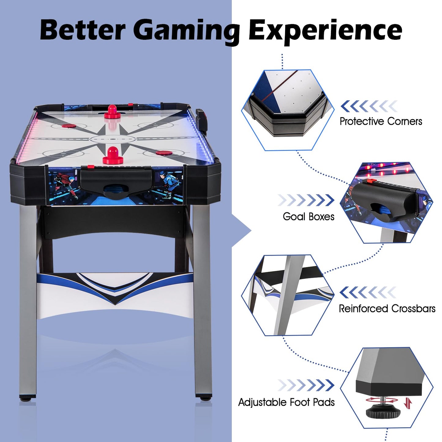 Air Hockey Game Table with 2 Pushers and Pucks mfor Game Room