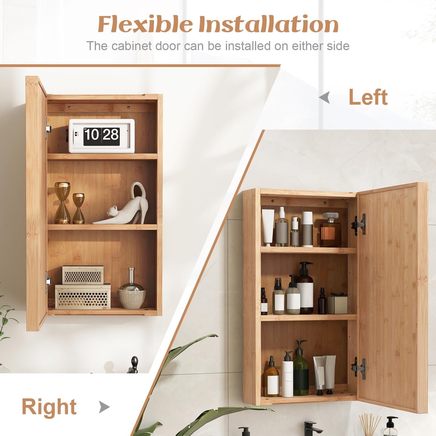 Wall Mounted Storage Cupboard with Single Door and Adjustable Shelves