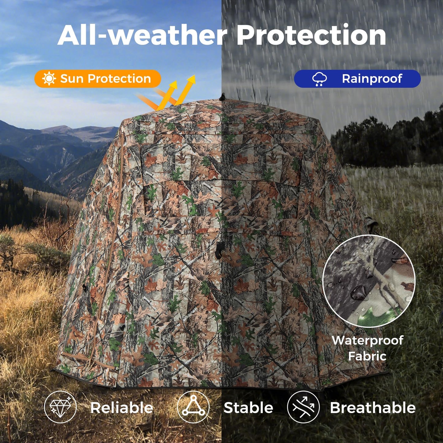 360° One Way See Through Camouflage Ground Tent with Carrying Bag
