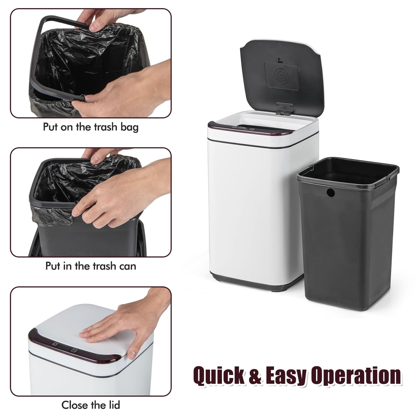 13L Automatic Trash Bin for Home Office Bedroom Bathroom