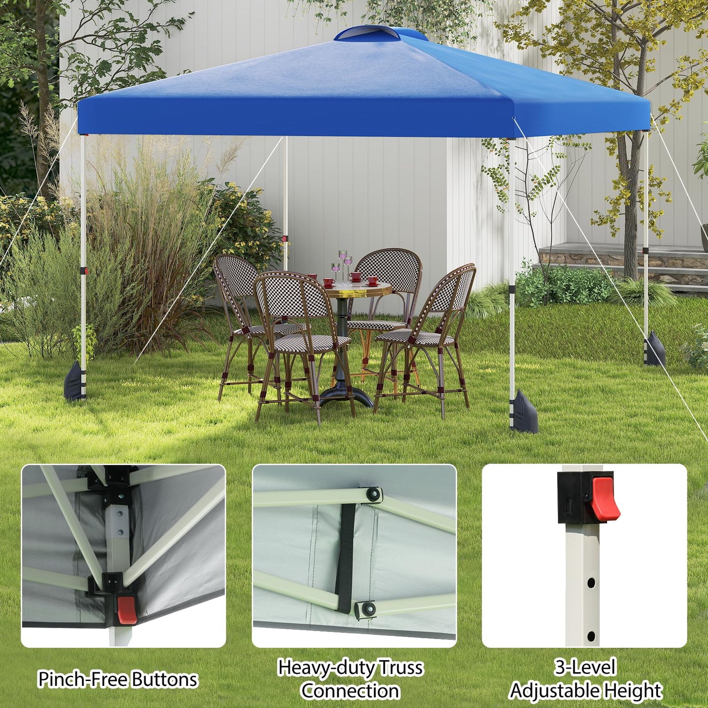 3 x 3 m Pop up Canopy Tent with 1 Sidewall Wheeled Bag