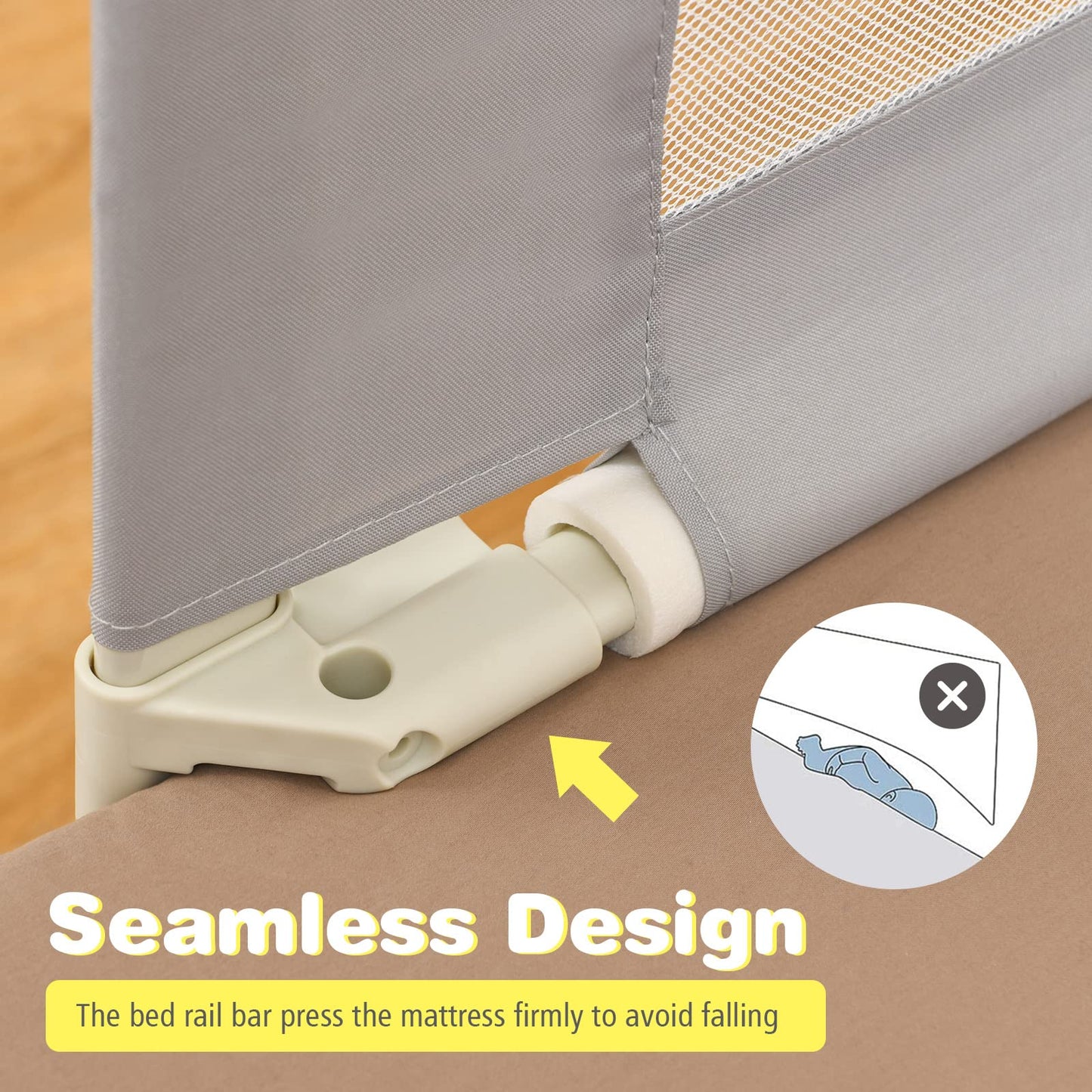 57’’ Extra Long, Height Adjustable & Foldable Baby Bed Rail
