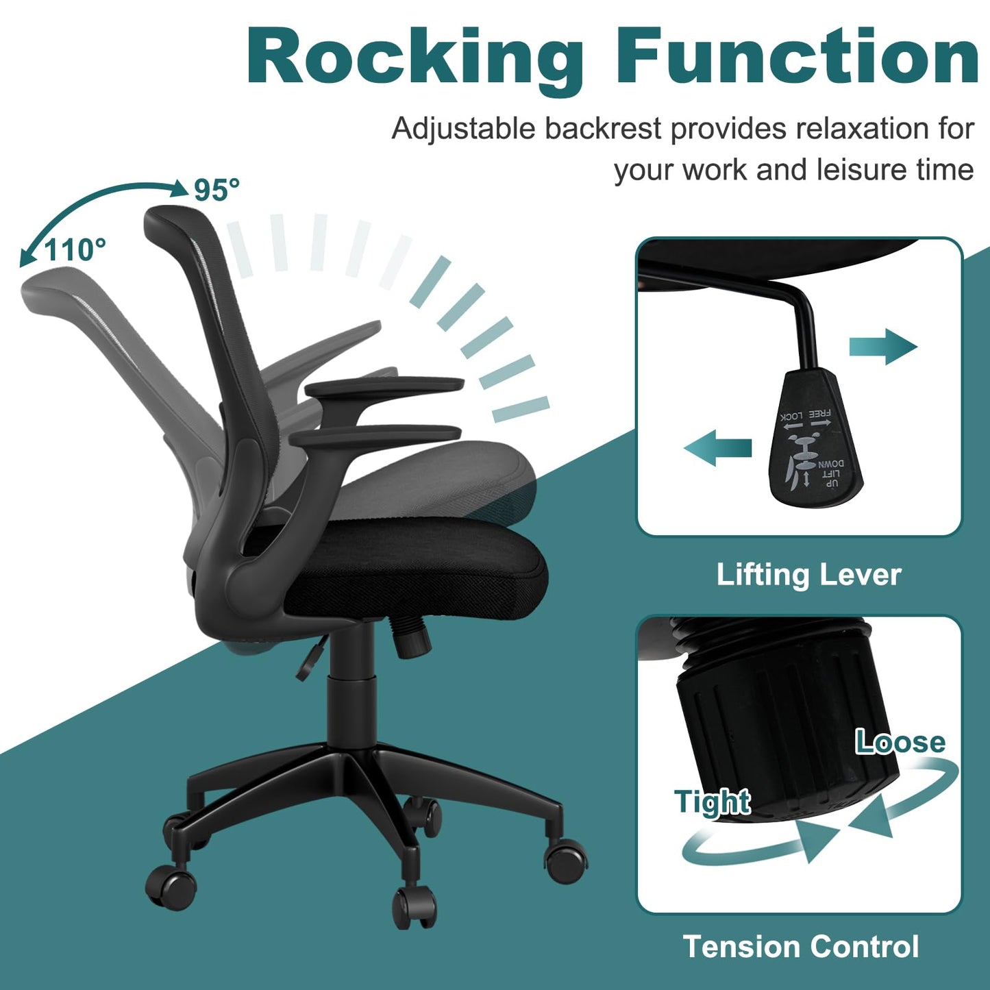 Ergonomic Mesh Office Chair with Adjustable Backrest
