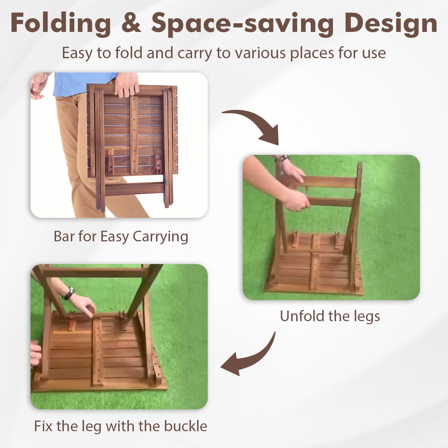 Folding Square Weather-Resistant Indoor Outdoor End Bistro Snack Table