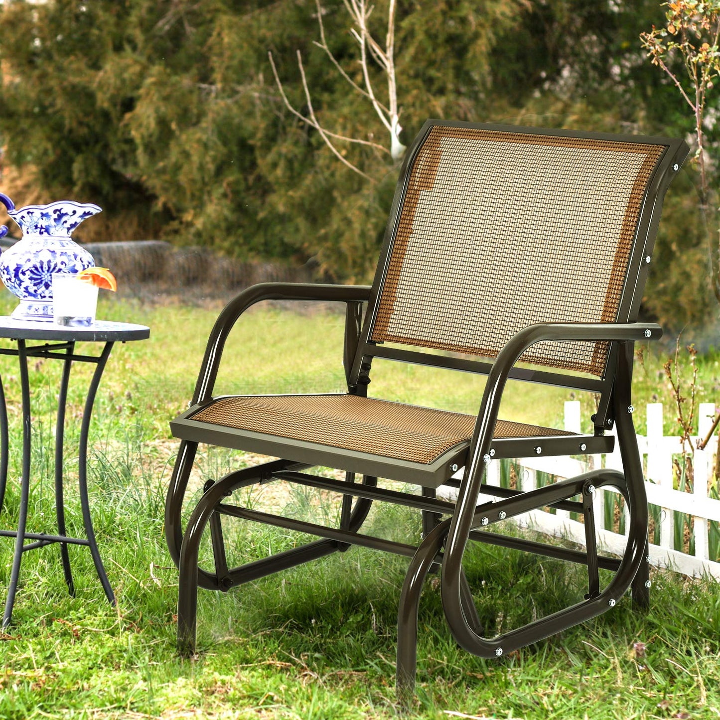 Metal Frame Single Garden Glider Chair