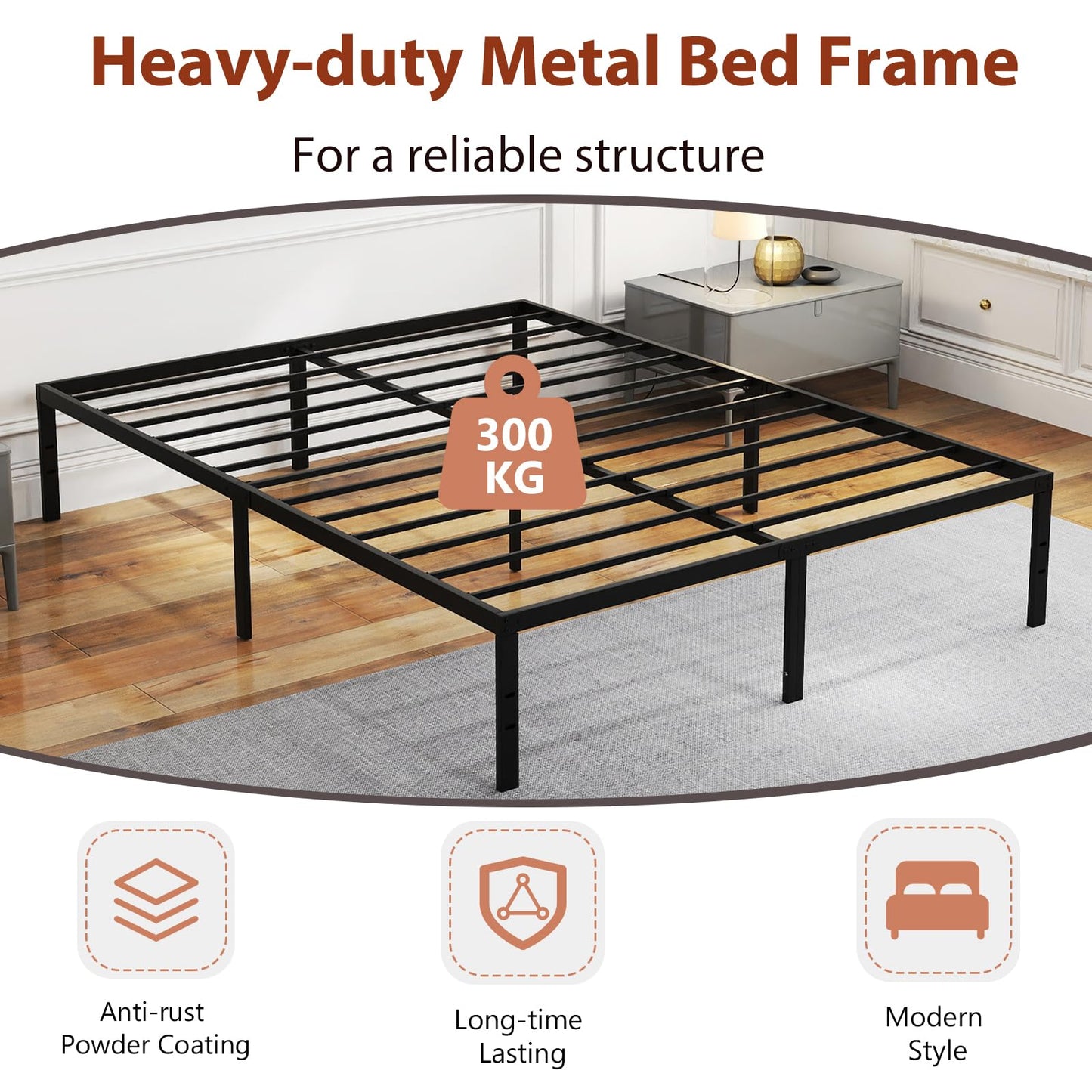 King and Double Size Heavy Duty Metal Platform Bed Frame