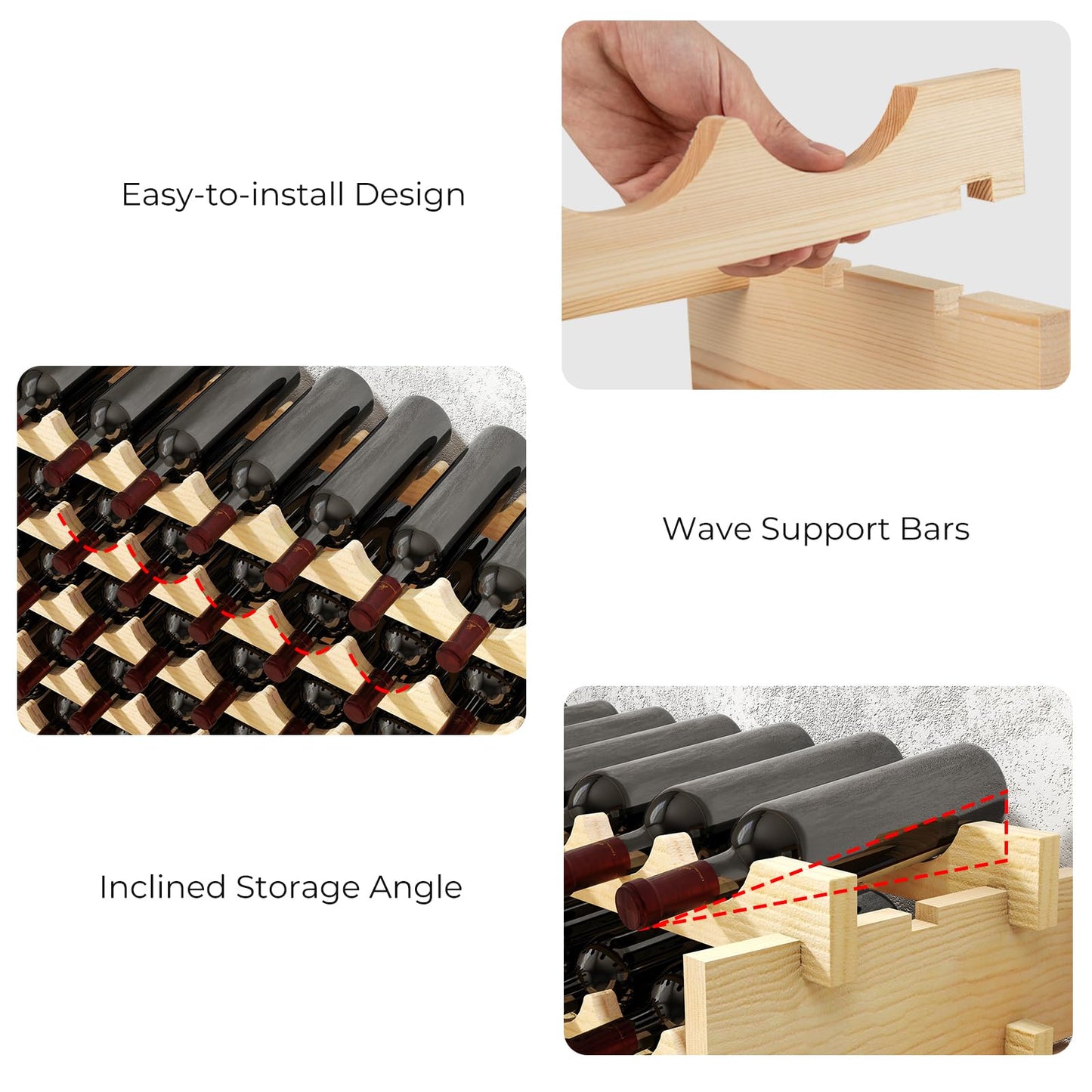 6 Tiers 60 Bottles Wine Rack with Tool-Free Assembly