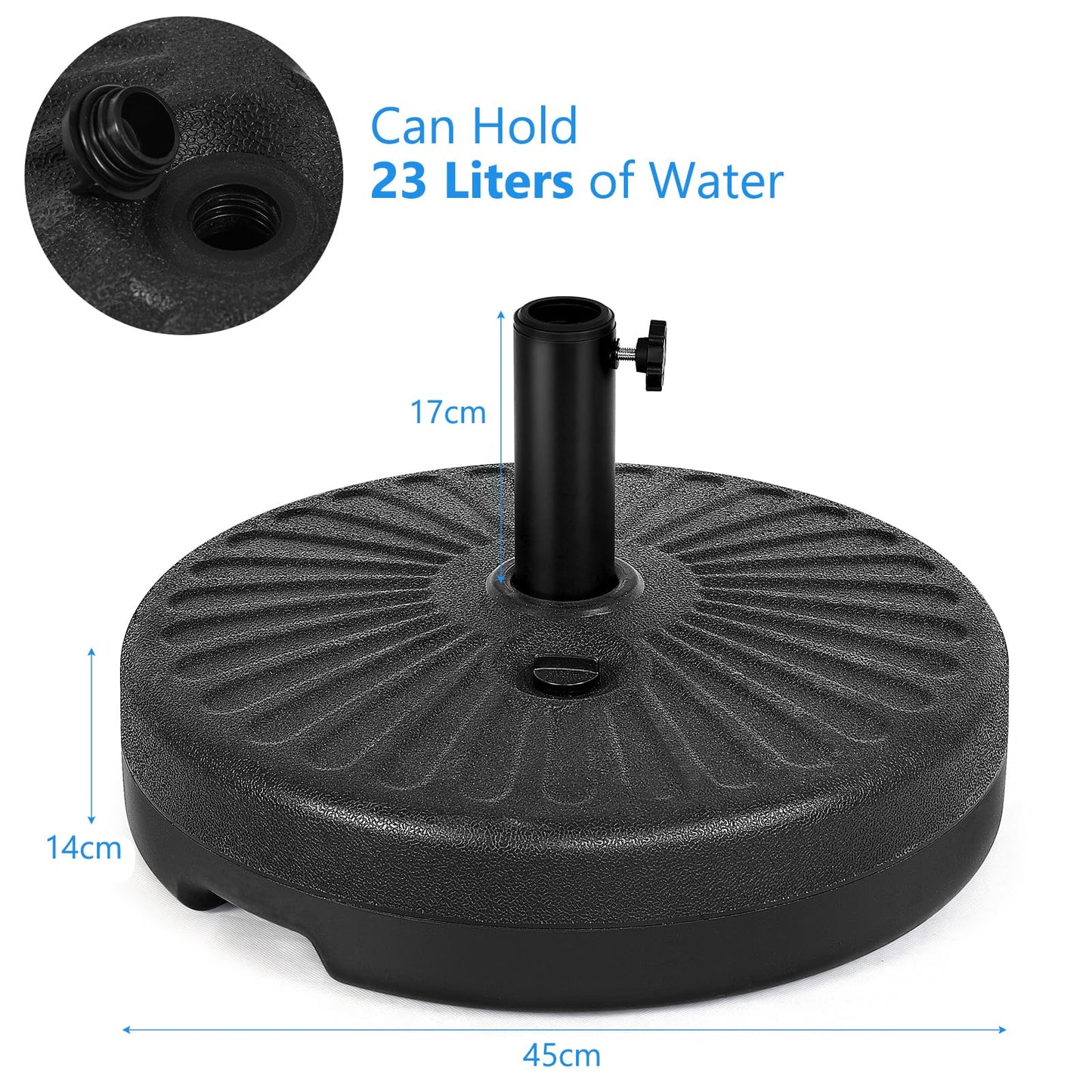 40KG Water and Sand Fillable Umbrella Stand with Built-in Handle