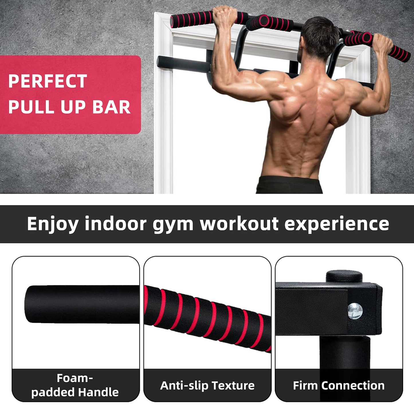 Doorway Pull up Bar Strength Training with Power Ropes and Foam Padded Handles