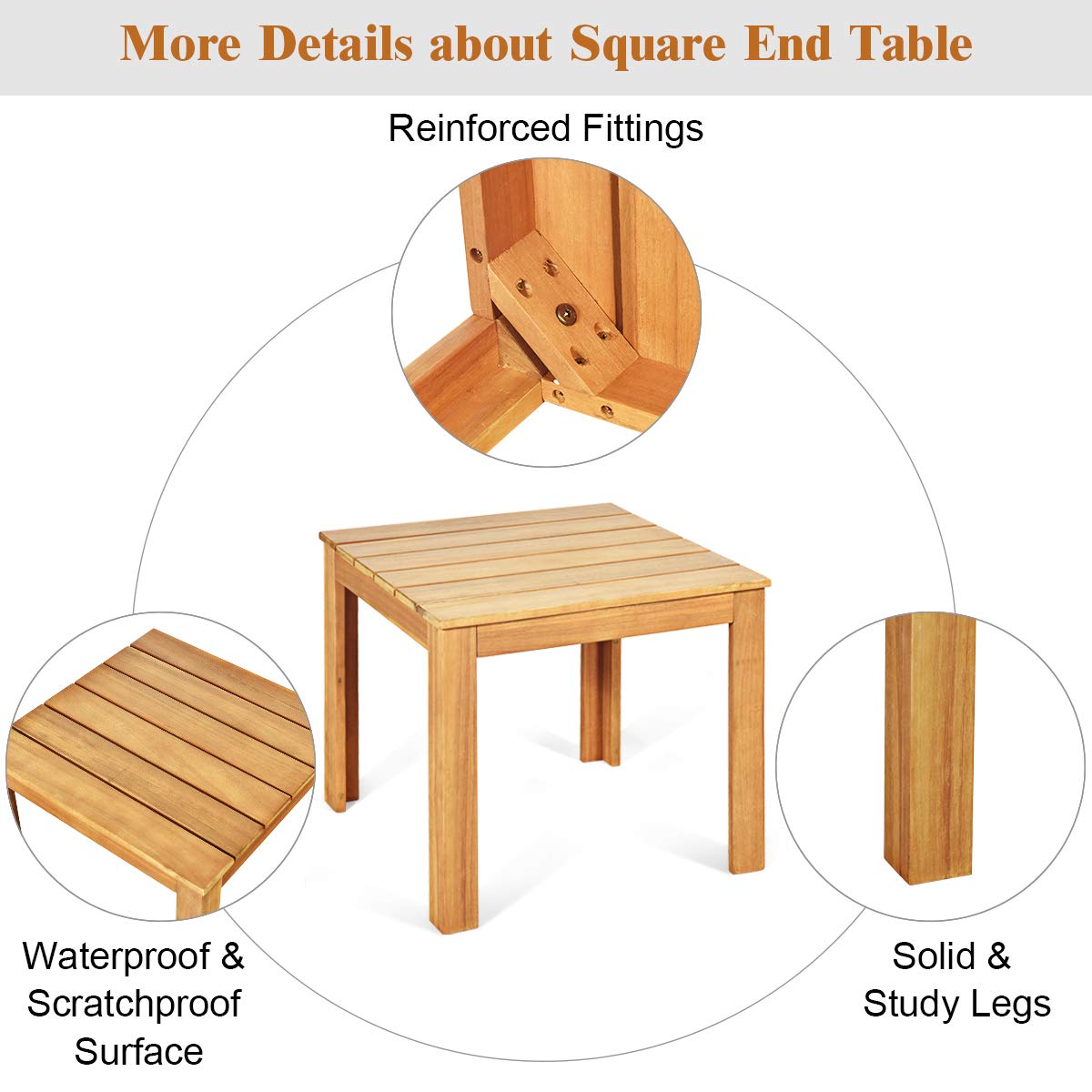 Outdoor Acacia Wood Side Table