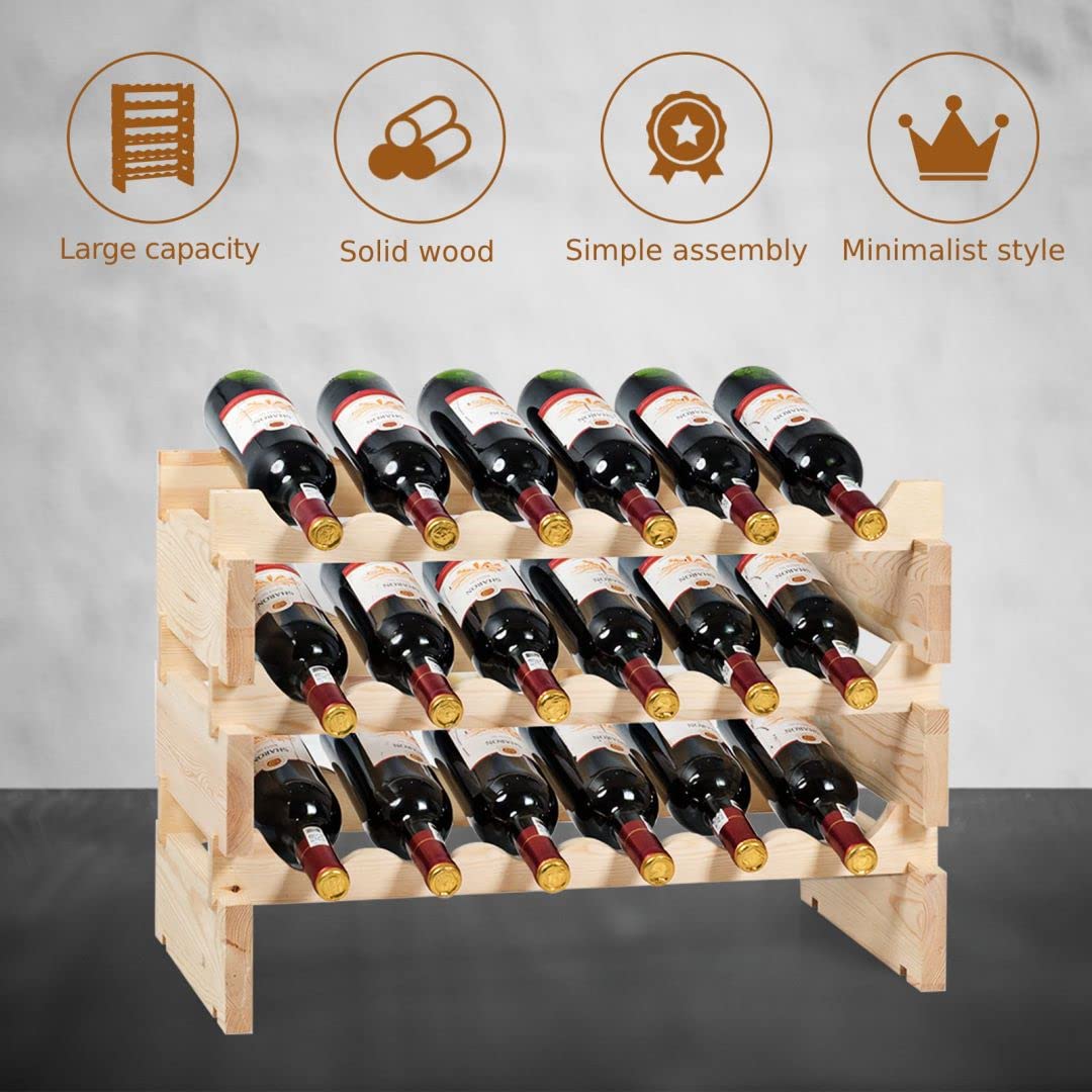 6 Tier Wine Rack with stackable Design for 36 Bottle