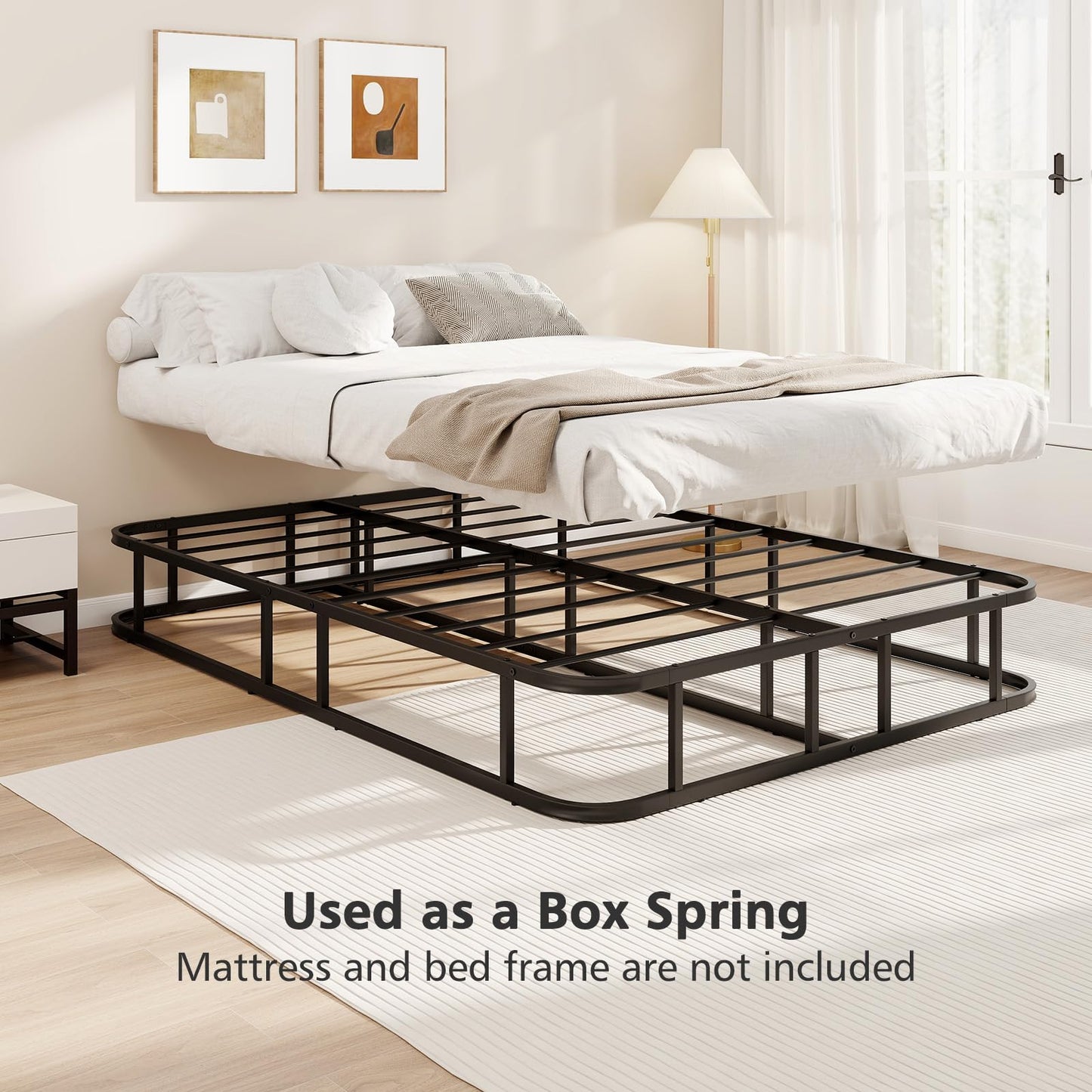 Double/King Size Bed Frame with Metal Slat Support No Box Spring Needed