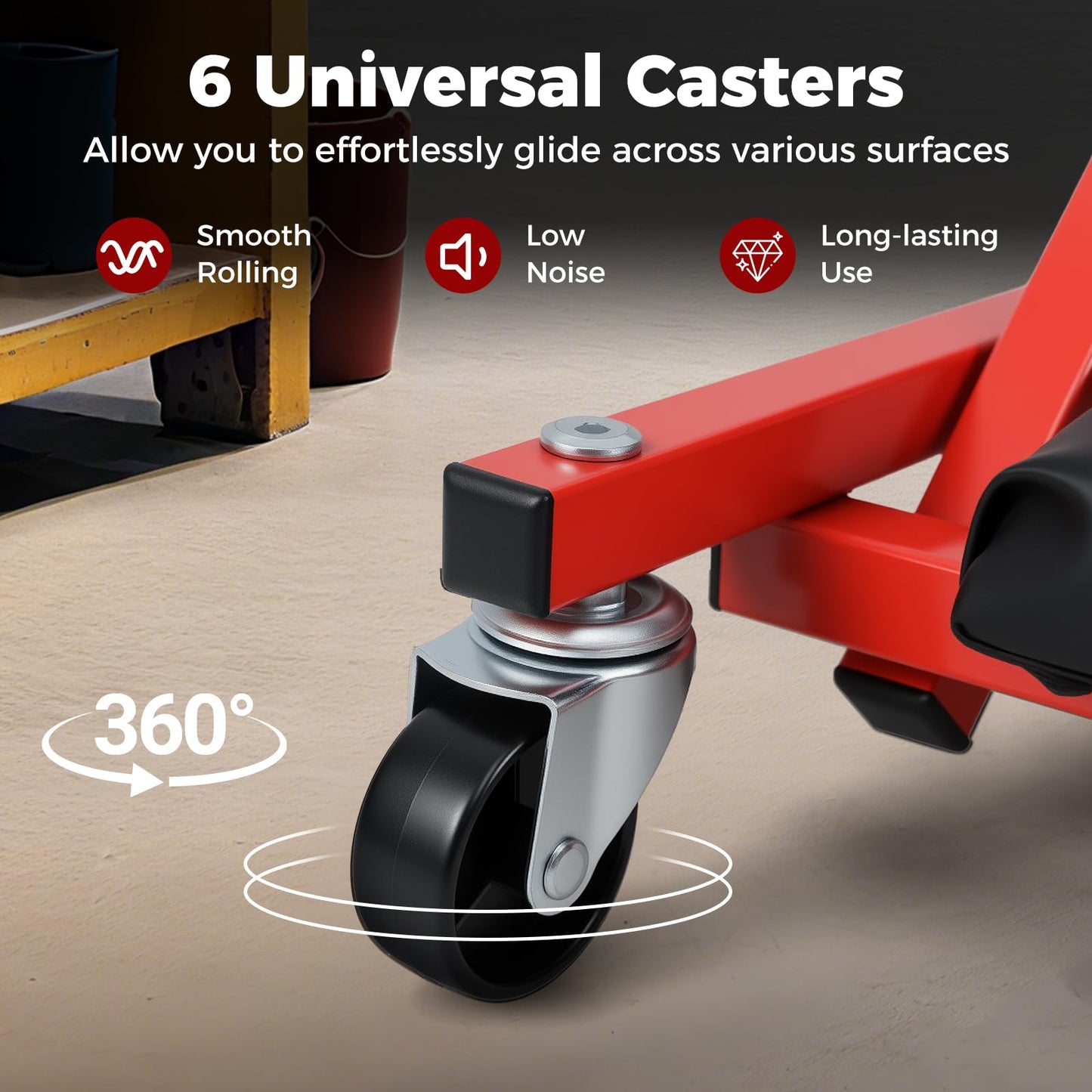 2-in-1 Rolling Creeper Seat Folding Creeper with 6 Universal Wheels
