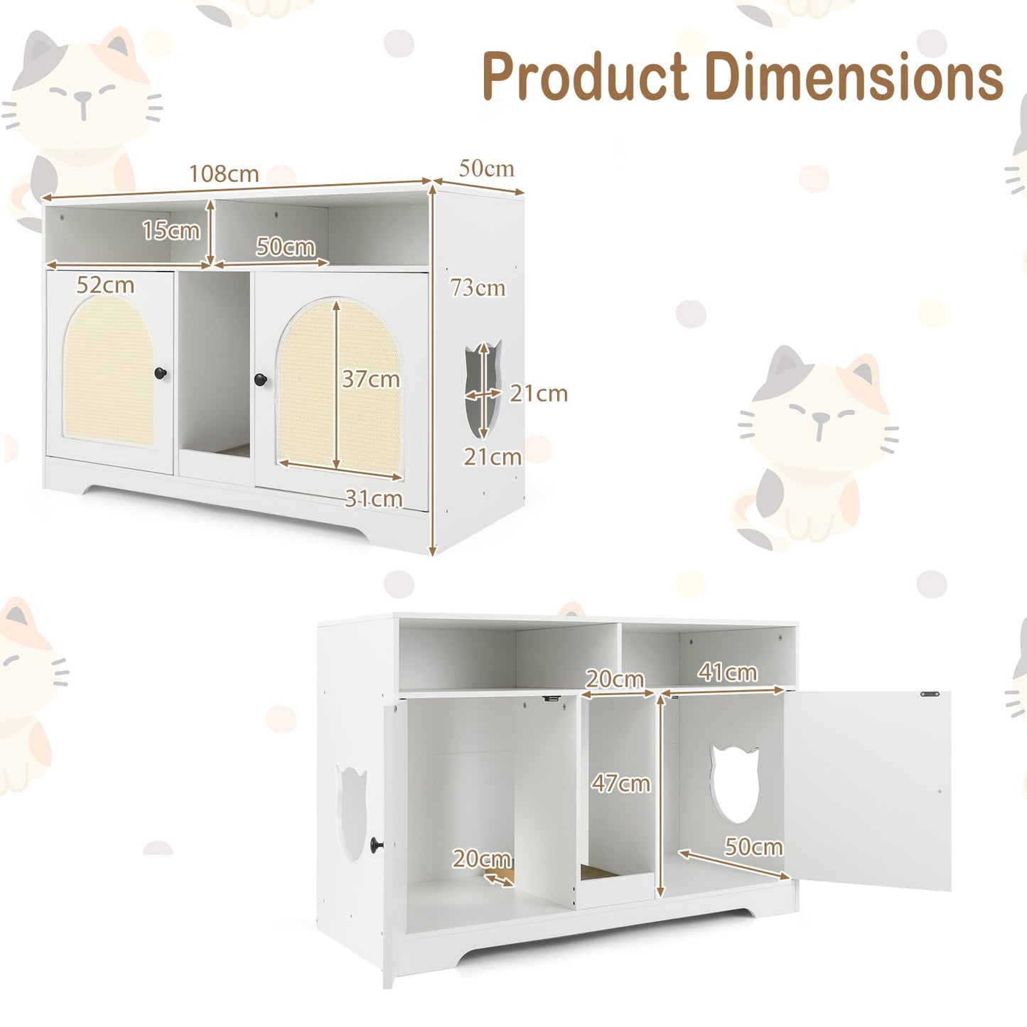 Indoor Cats Wooden Hidden Litter Box Furniture with Storage