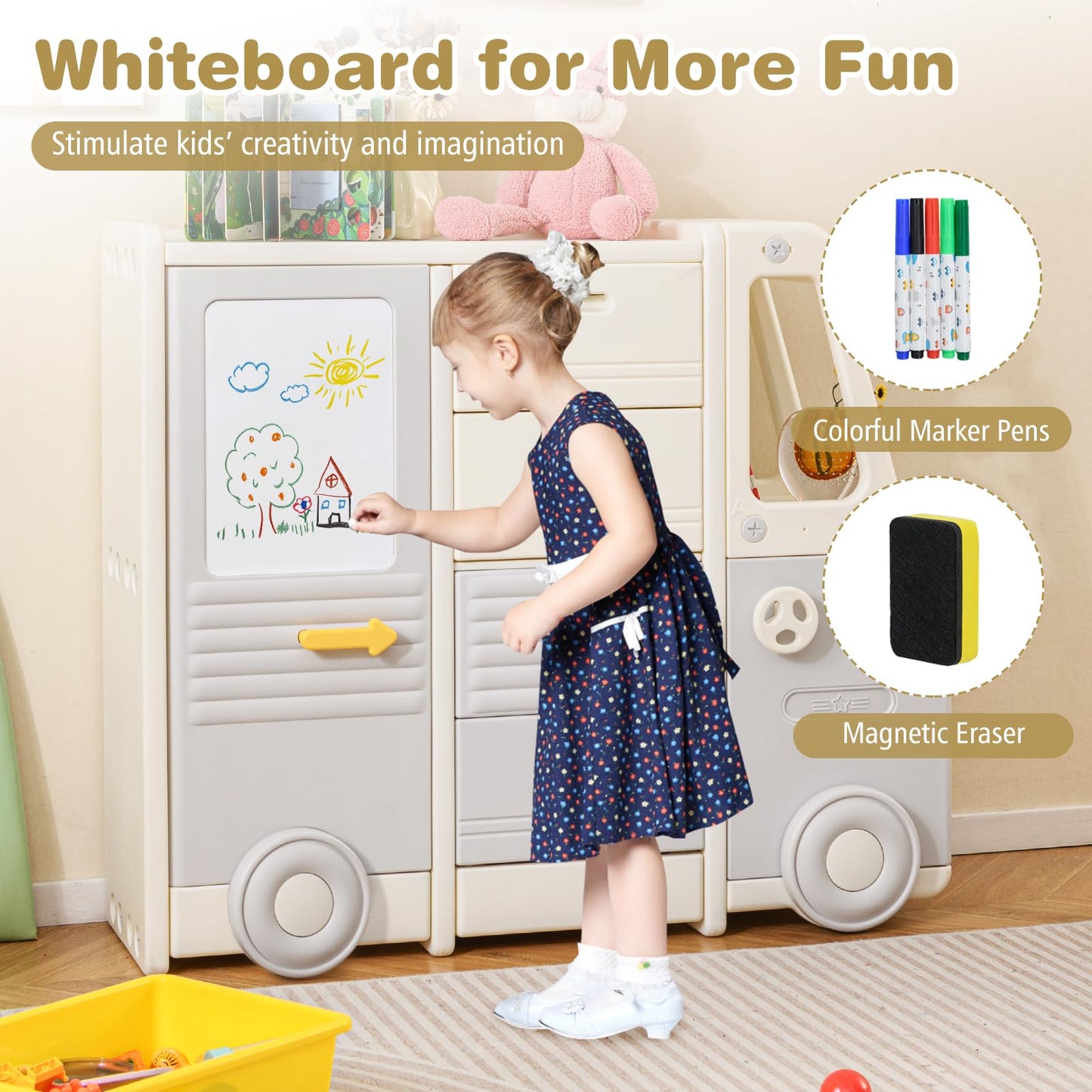 Kids Toy Storage Organizer with 4 Pull-out Drawers