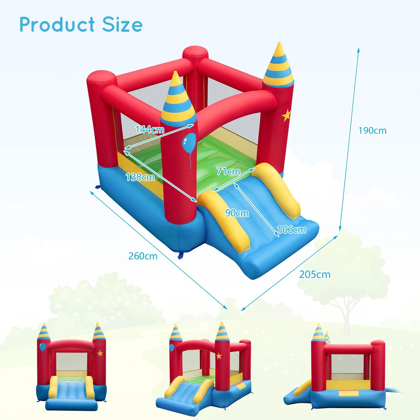 Inflatable Bounce House with Slide and Carry Bag without blower