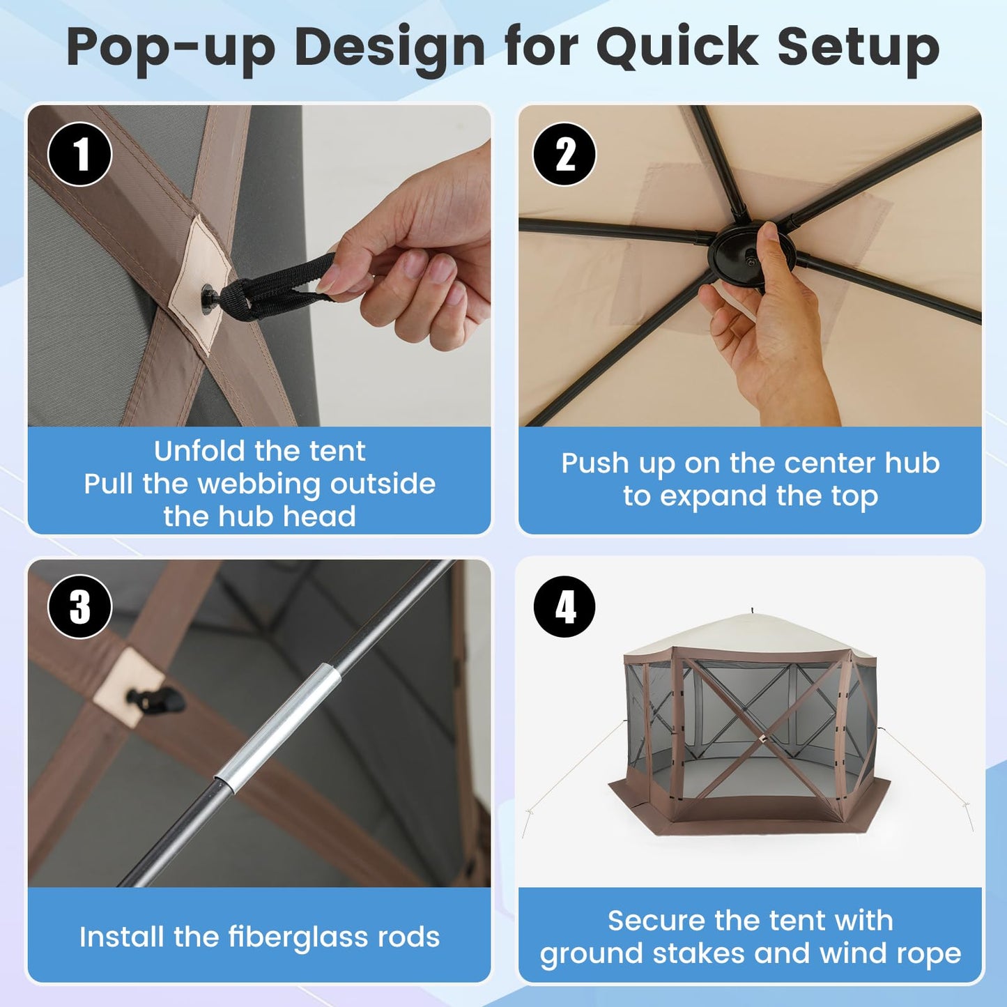 3.5 x 2.3m Pop up Camping Gazebo with Carrying Bag