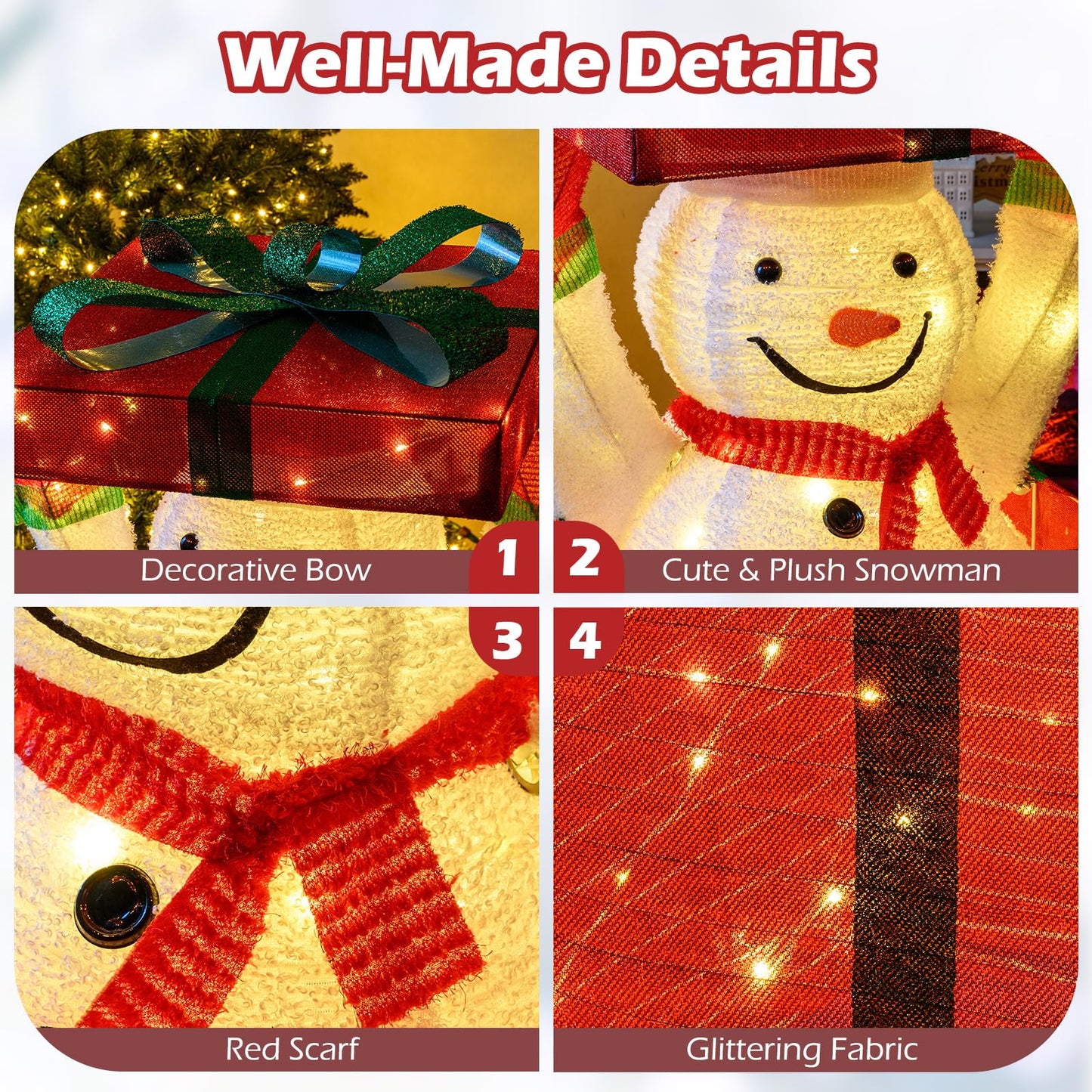 Lighted Snowman in Gift Box Christmas Decoration with LED Lights