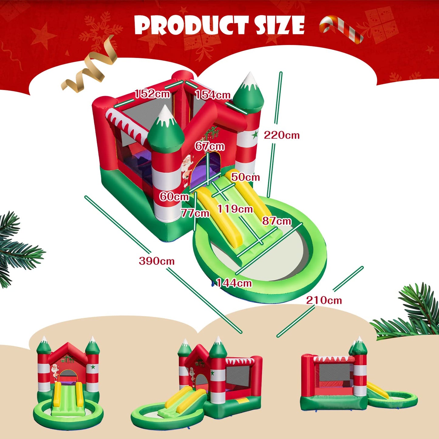 Inflatable Bouncy Castle Christmas Themed with Ball Pit without Blower
