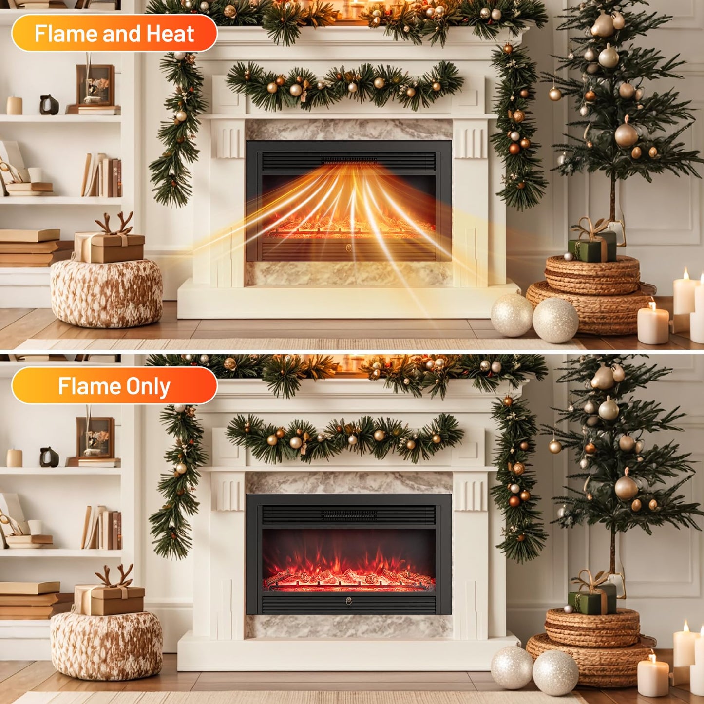 36-Inch Electric Fireplace Insert with Remote Control
