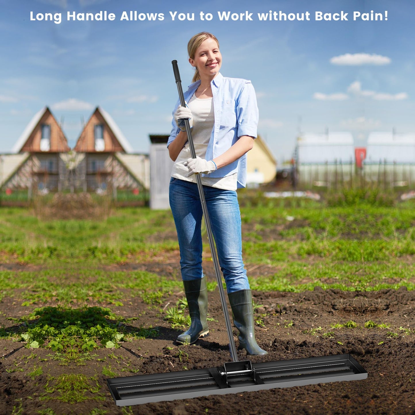 46" x 10” Heavy Duty Lawn Leveler with 77” Ergonomic Handle