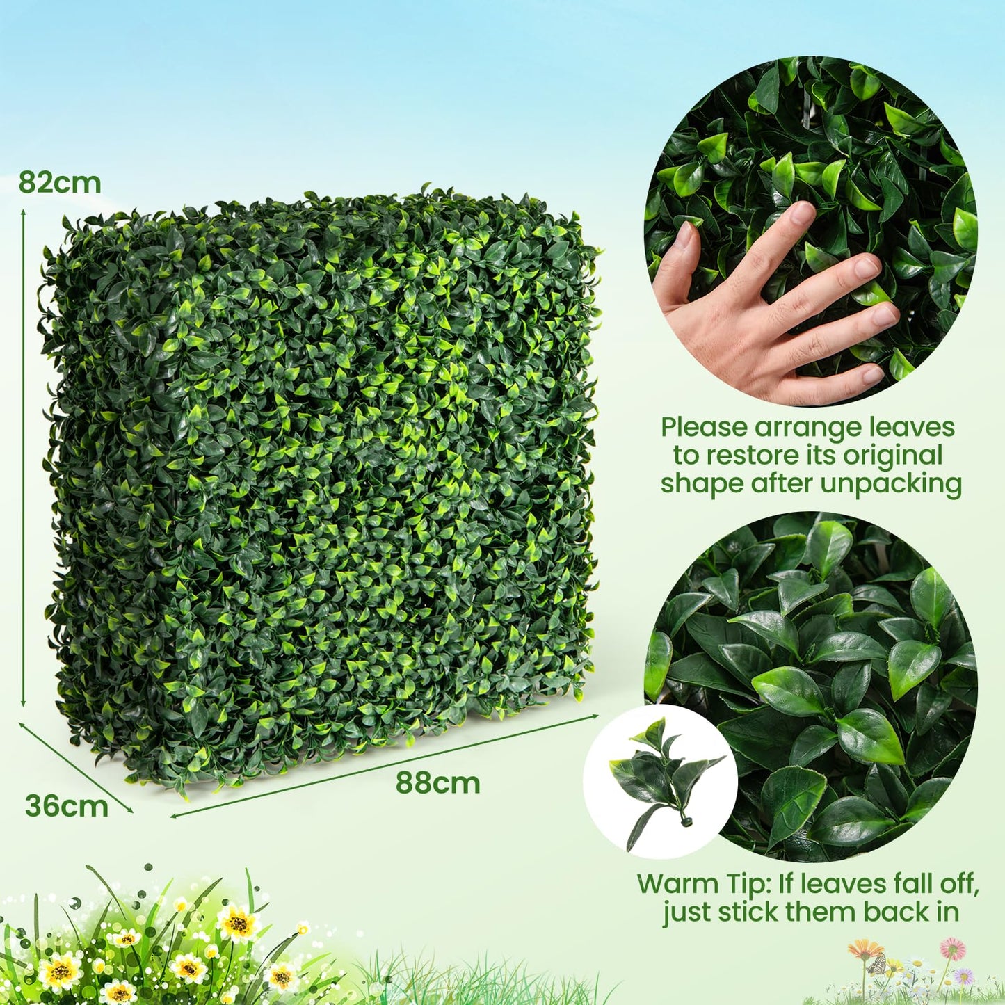 Artificial Plant Wall with Realistic Gardenia Leaves and Aluminum Tubes