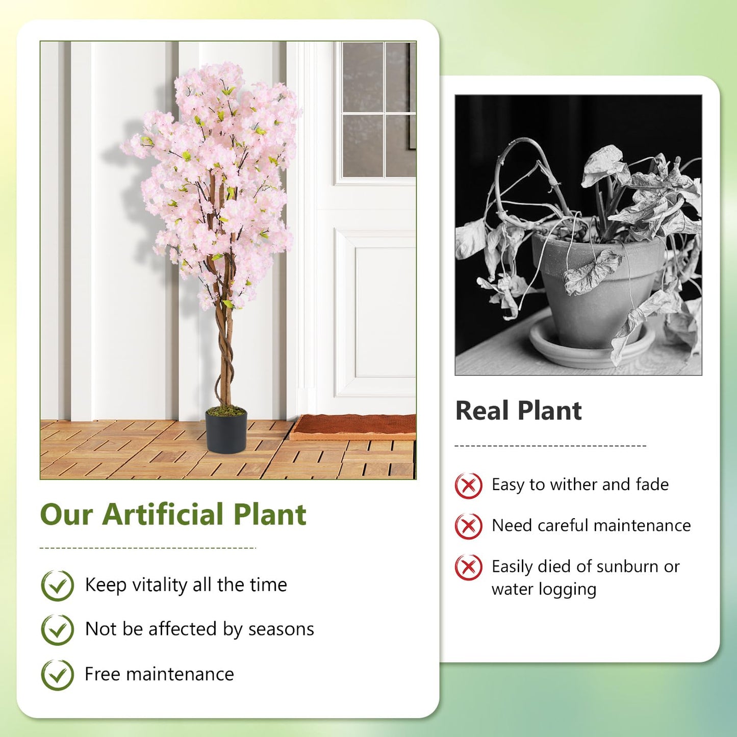 150CM Tall Artificial Cherry Blossom Tree Faux Flower Plant in Nursery Pot