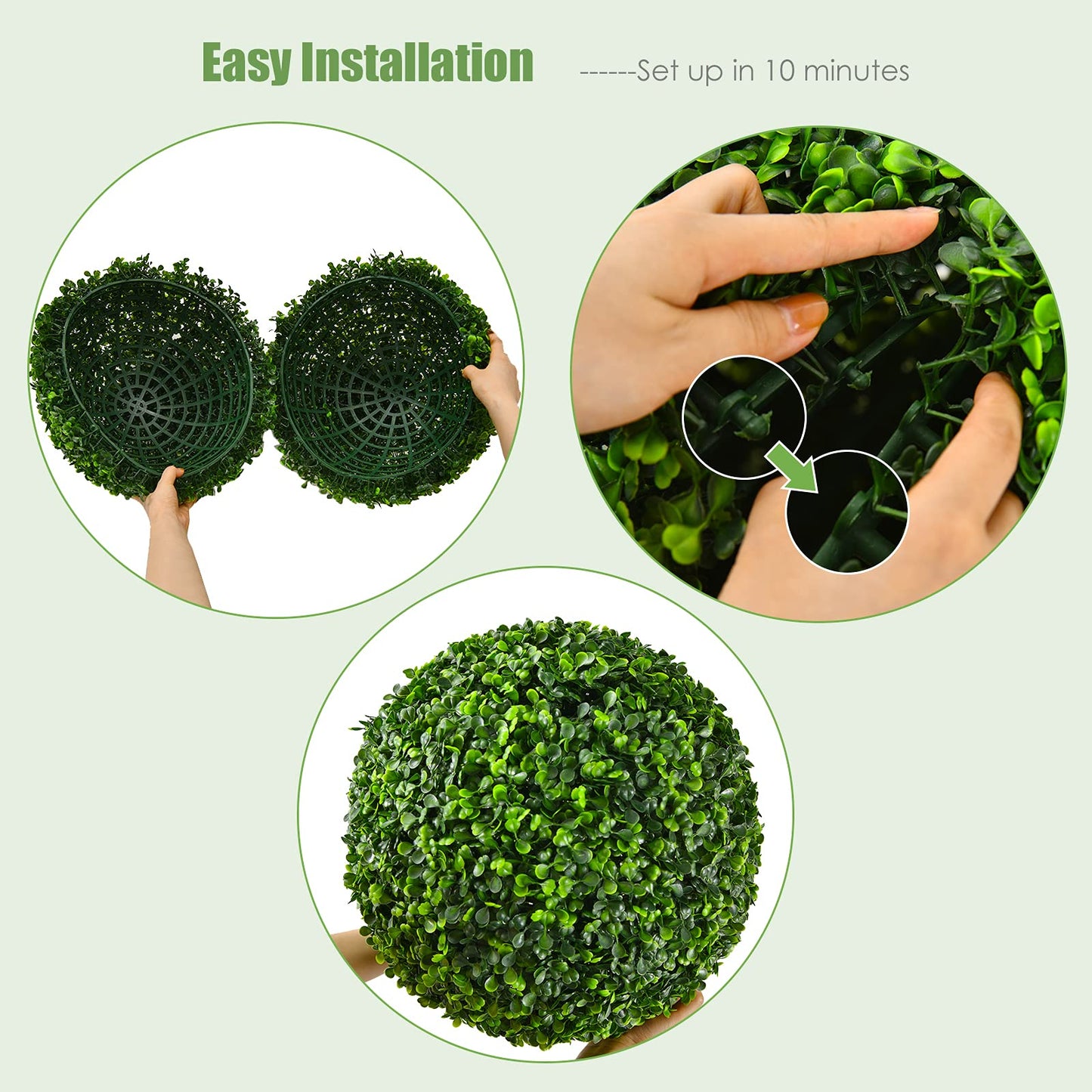 Set of 2 Artificial Topiary Balls with White Flowers