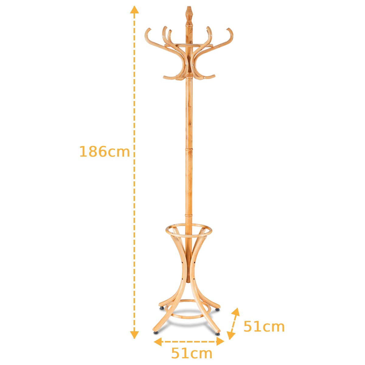 12 Hooks Freestanding Coat Rack with Umbrella Holder
