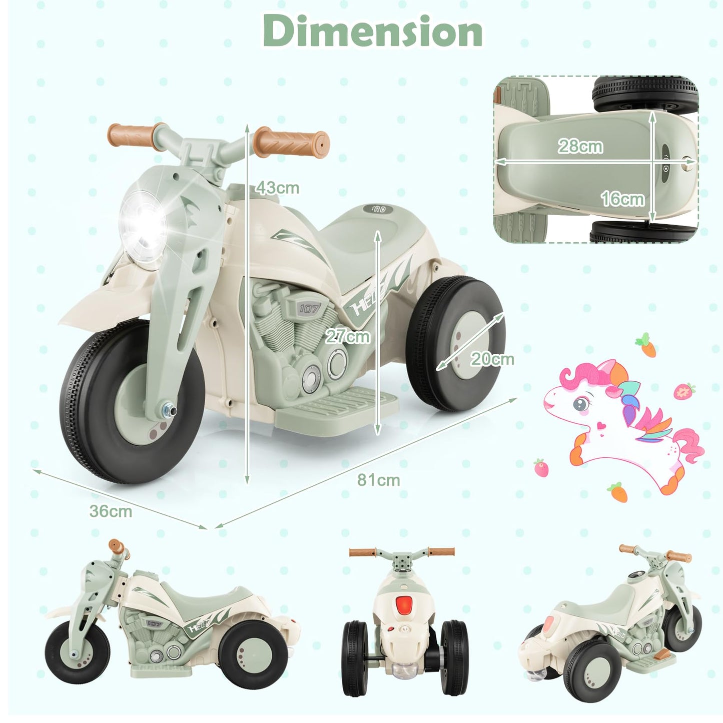 6V Electric Kid Ride on Motorcycle with Bubble Maker